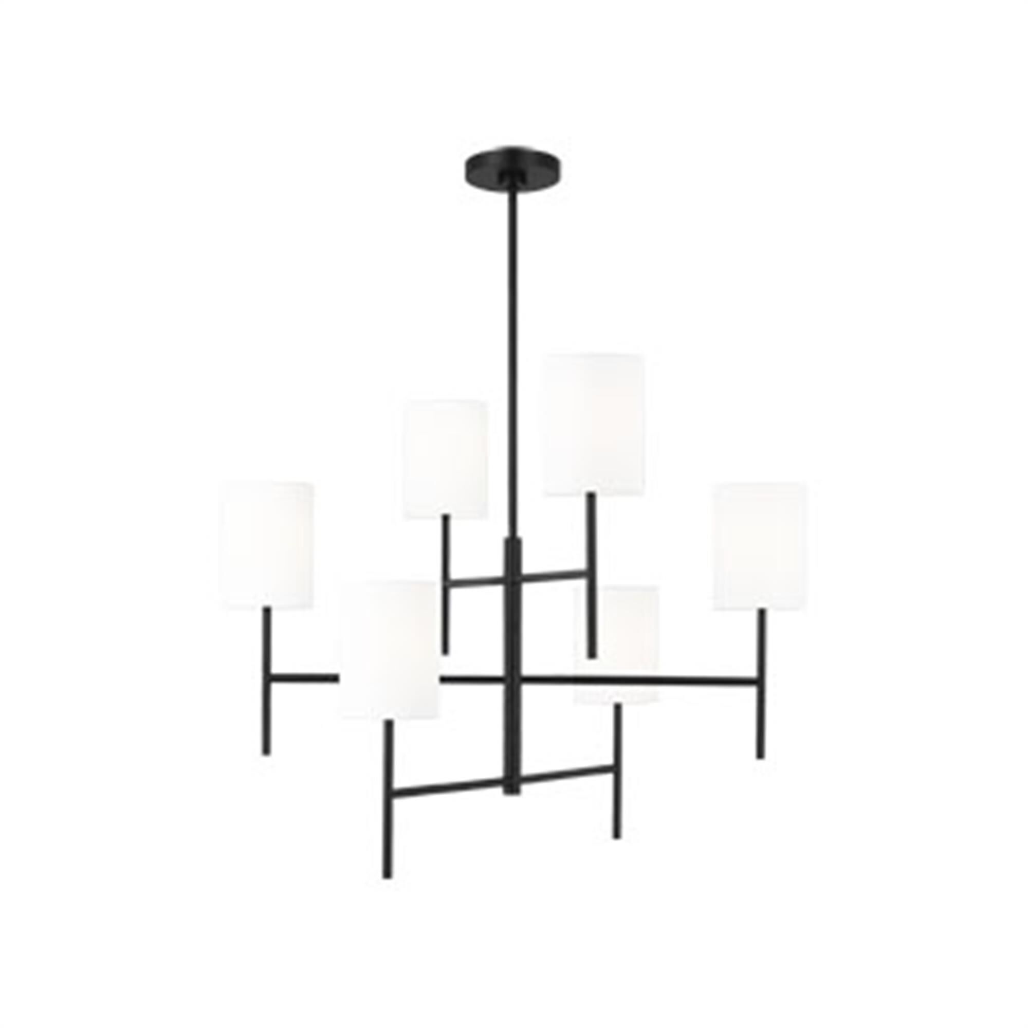 Shown in Midnight Black finish and White Linen shade