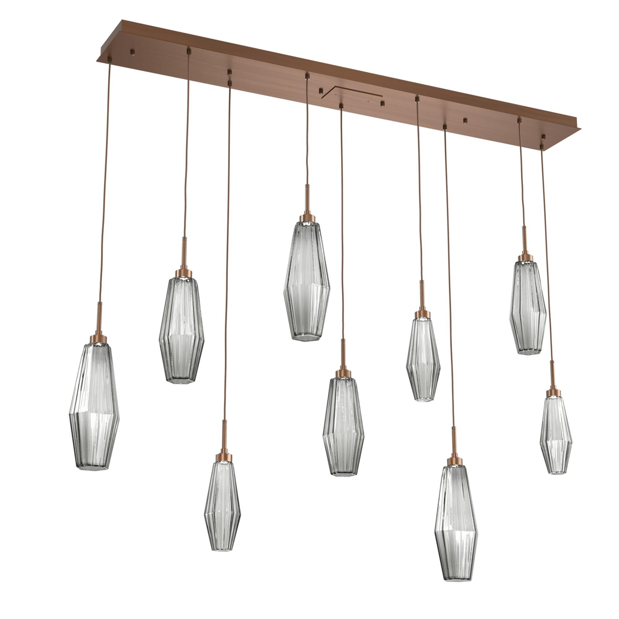 Shown in Burnished Brass finish and Optic Rib Smoke glass