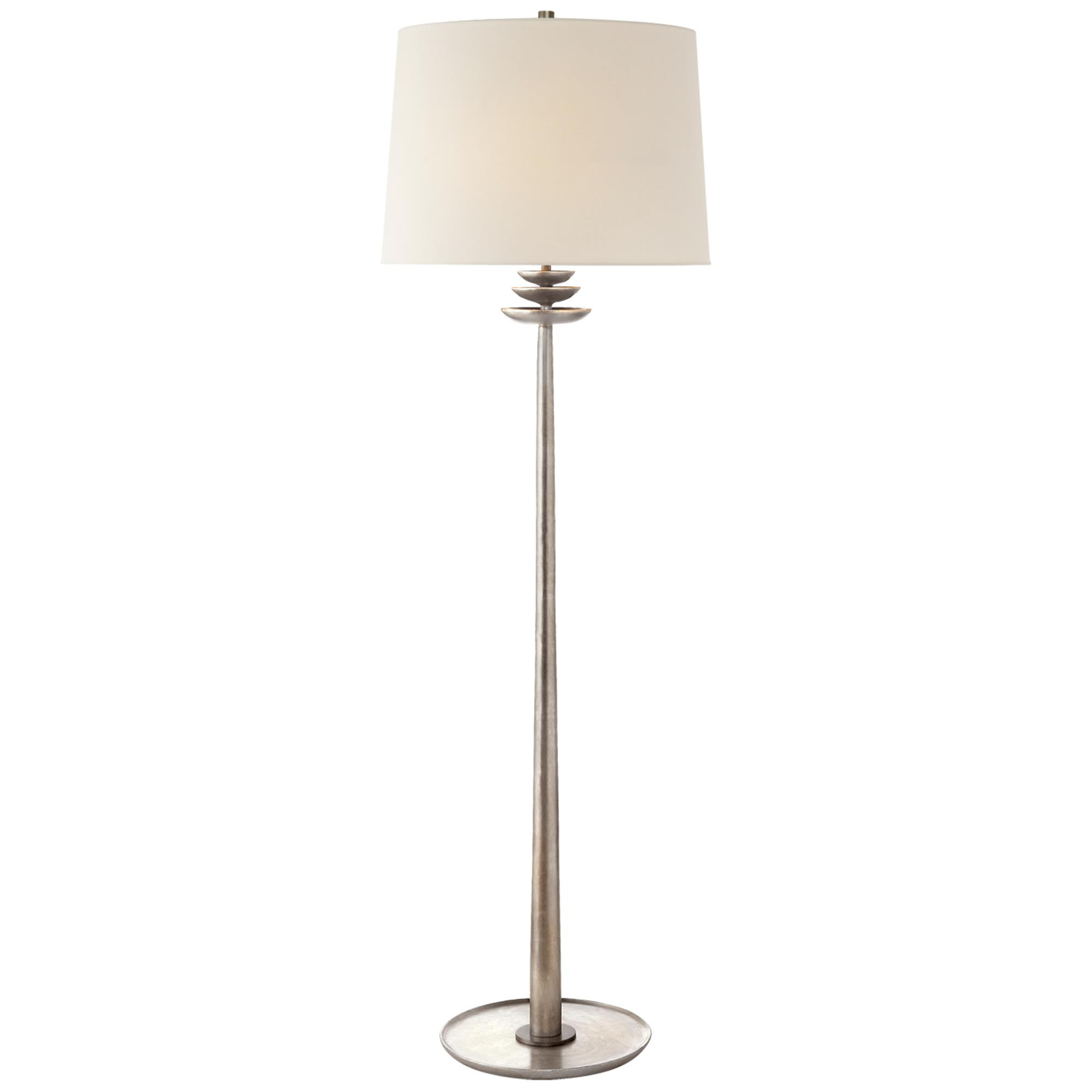 Shown in Burnished Silver Leaf finish and Linen shade
