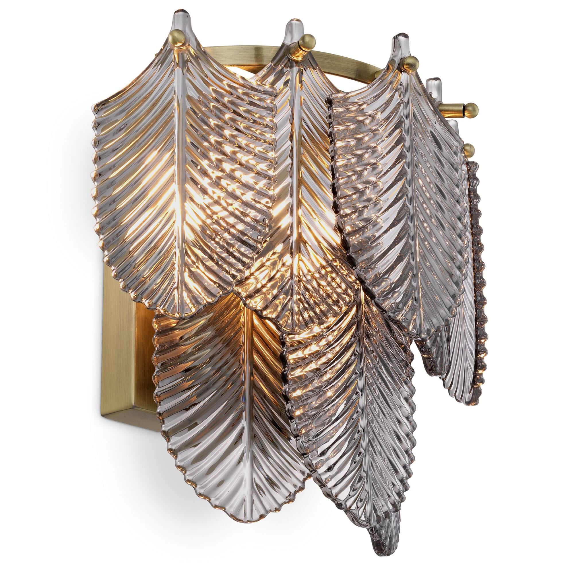 Shown in Light Brushed Brass finish and Smoke glass