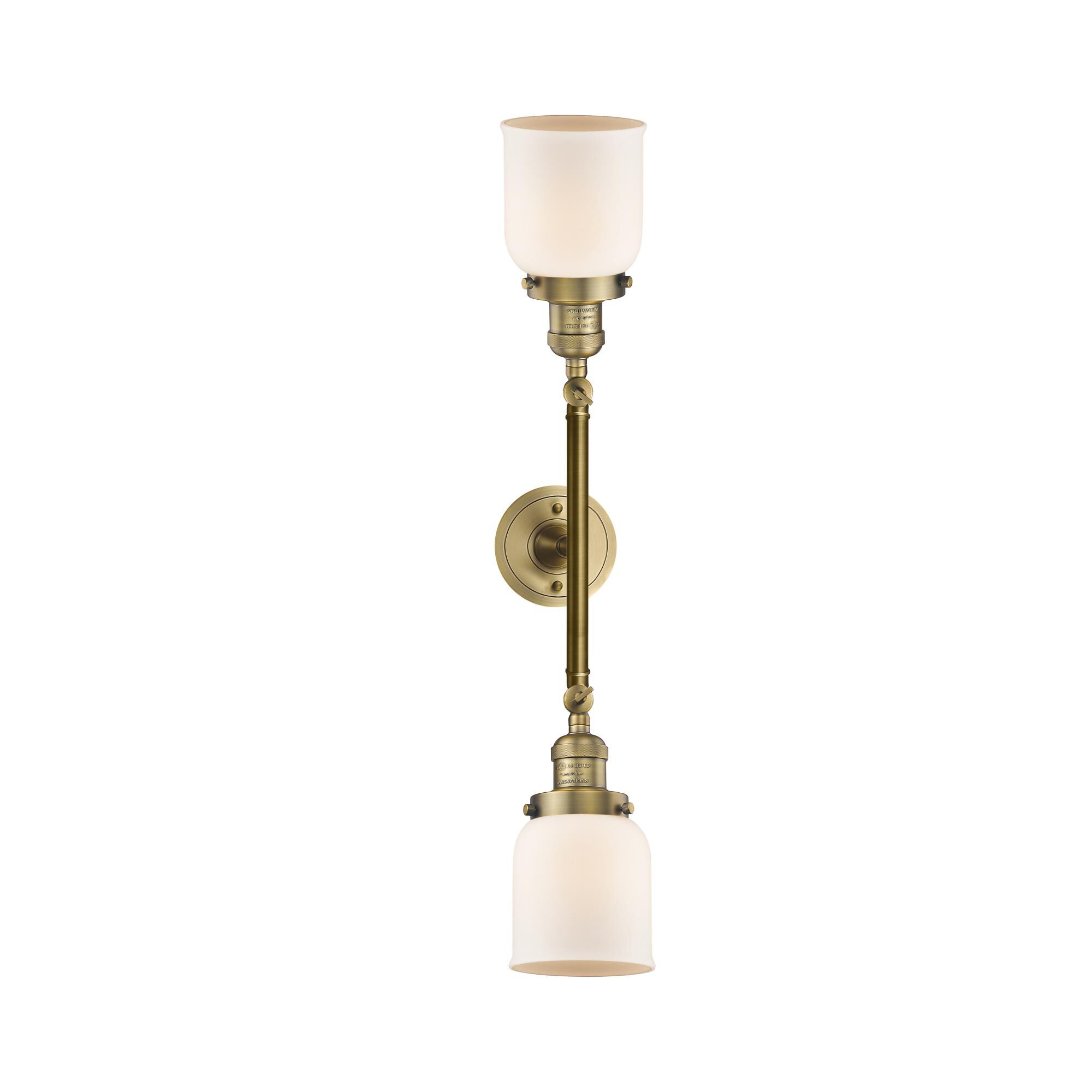 Shown in Brushed Brass finish and Frosted glass