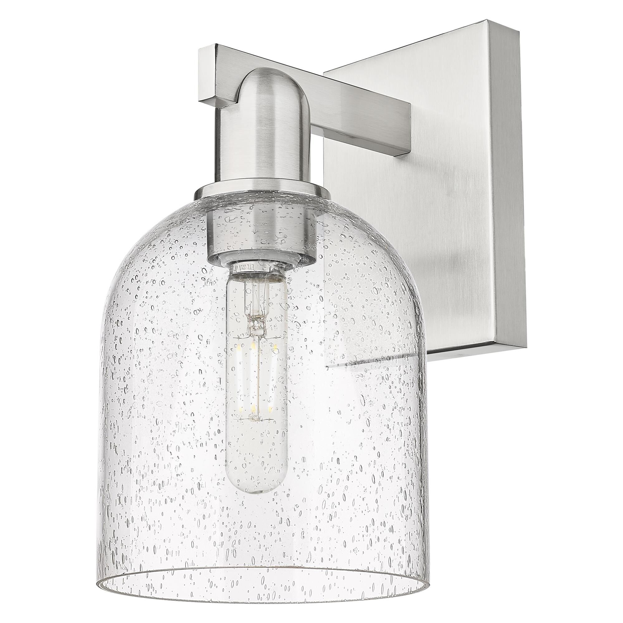 Shown in Brushed Satin Nickel finish and Seedy glass