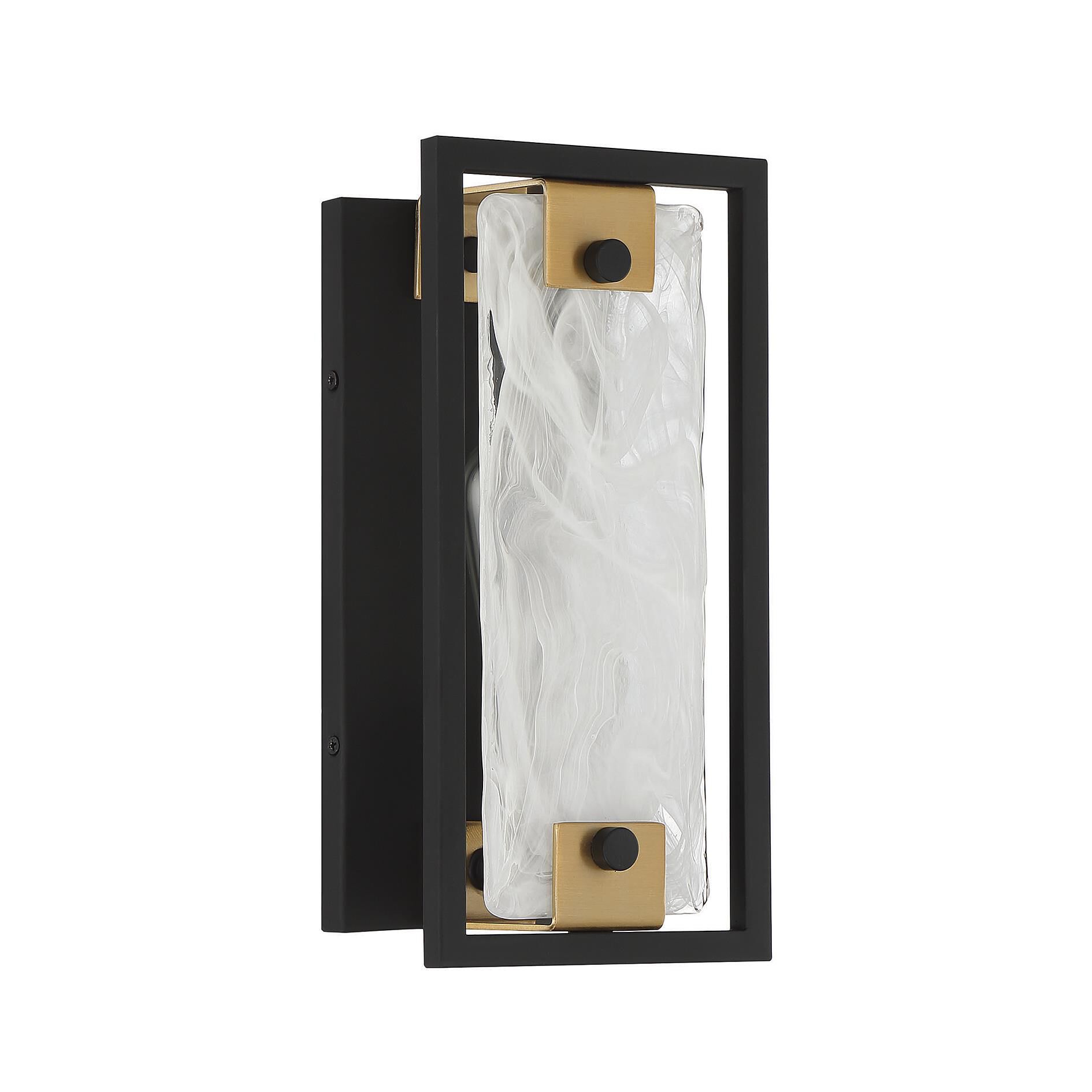 Shown in Matte Black With Warm Brass Accents finish and Strie Piastra glass