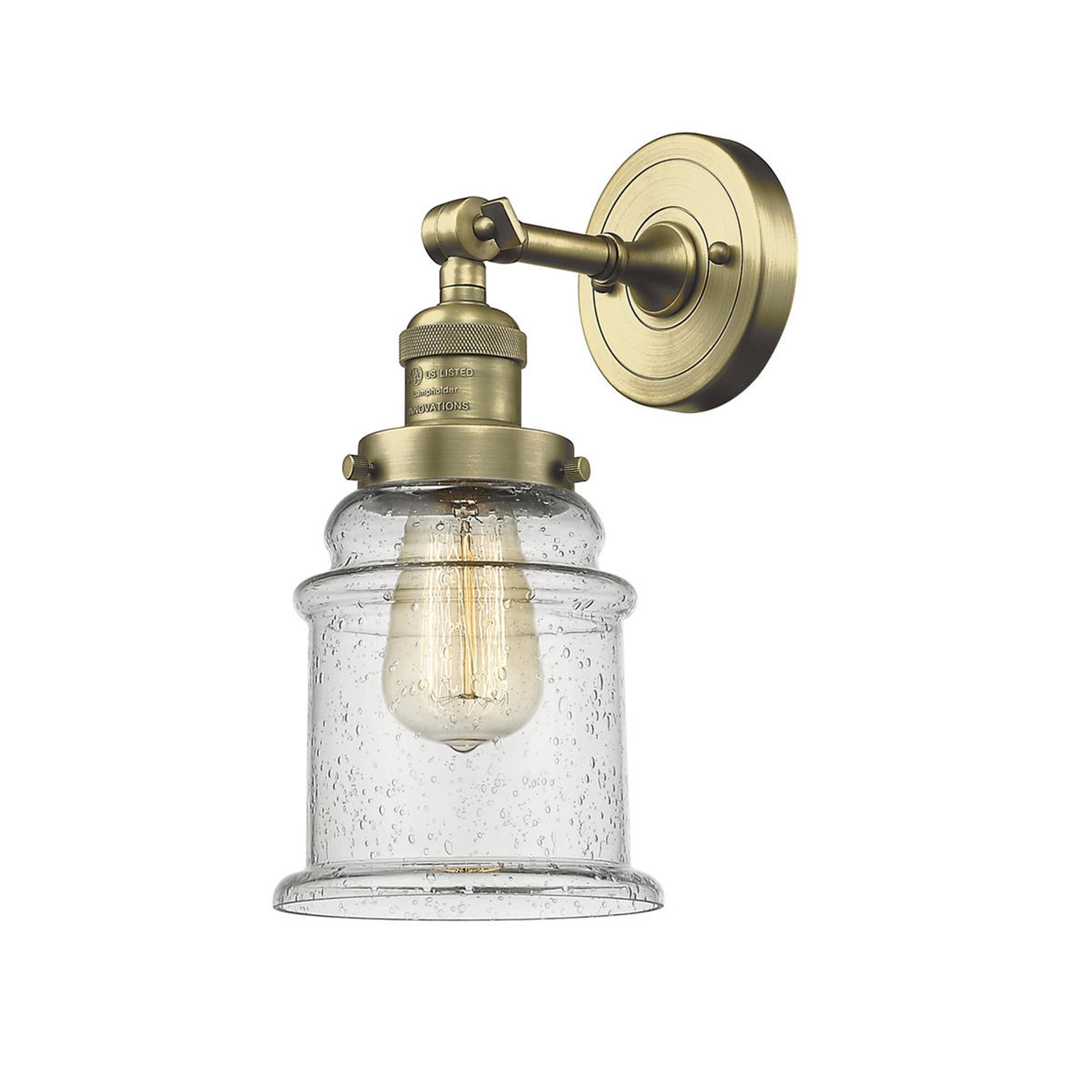 Shown in Antique Brass finish and Seedy glass and No Accent accent