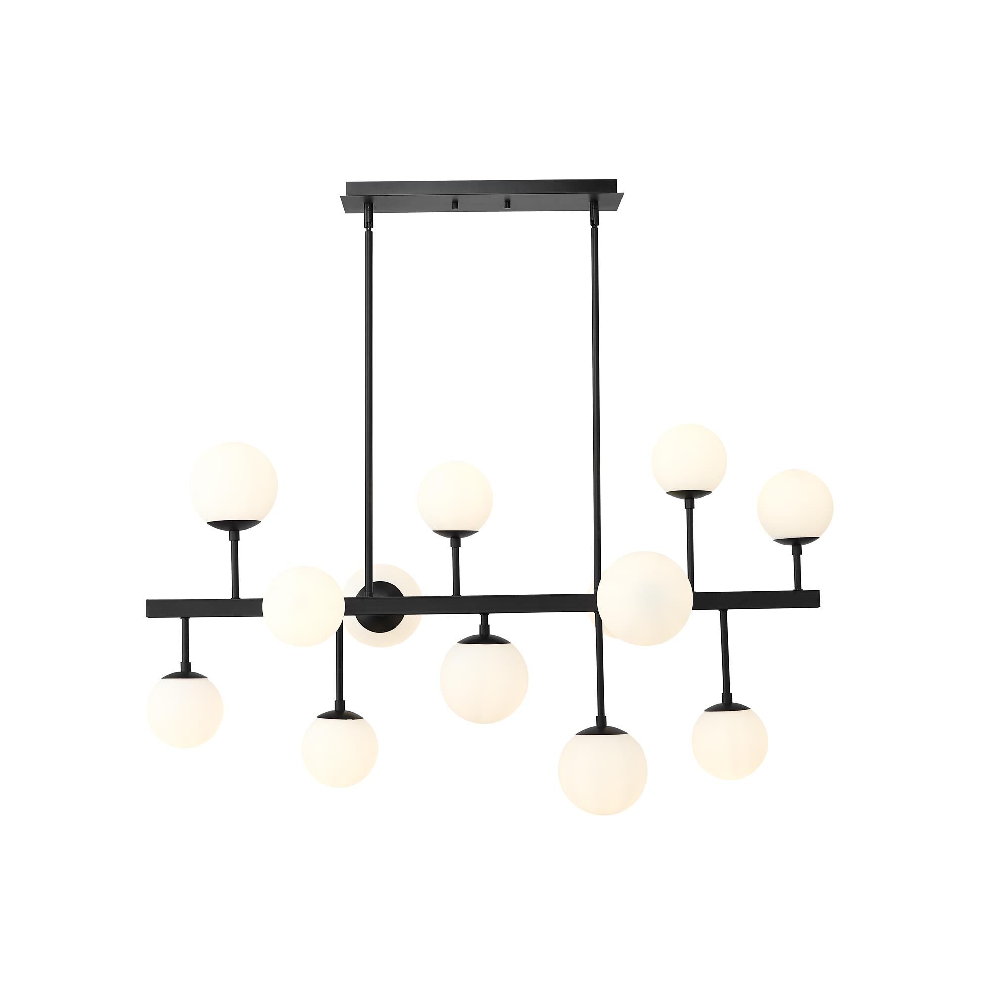 Shown in Matte Black finish and Glass shade