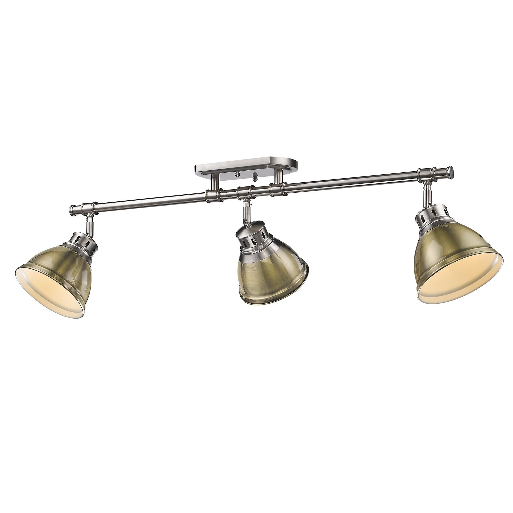 Shown in Pewter finish and Aged Brass shade