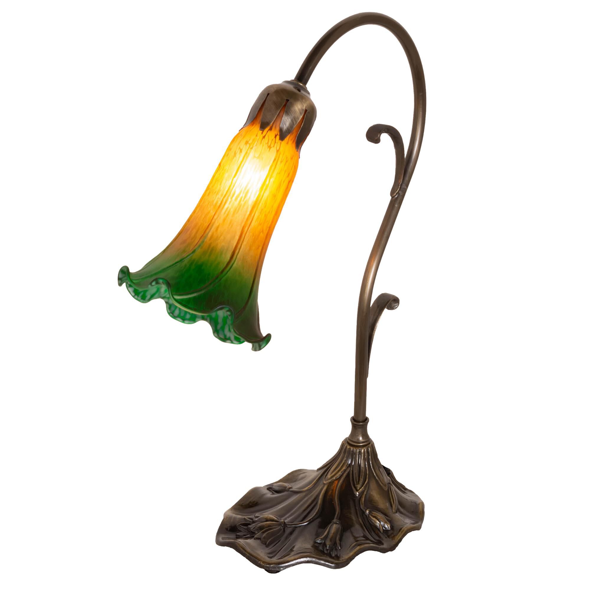 Amber/Green Pond Lily 15 Inch Table Lamp by Meyda Lighting