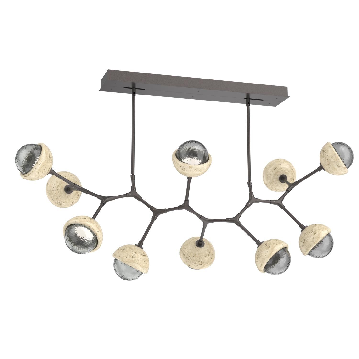 Shown in Graphite finish and Smoke glass and Travertine Stone accent