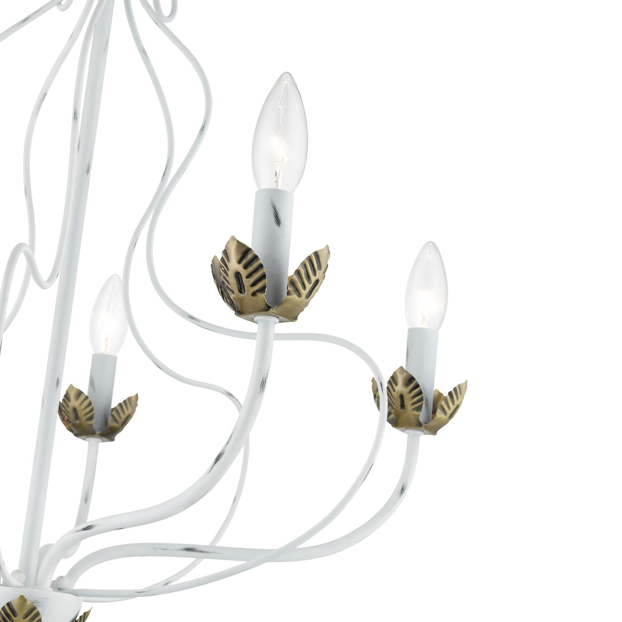 Shown in Antique White with Antique Brass Accents finish