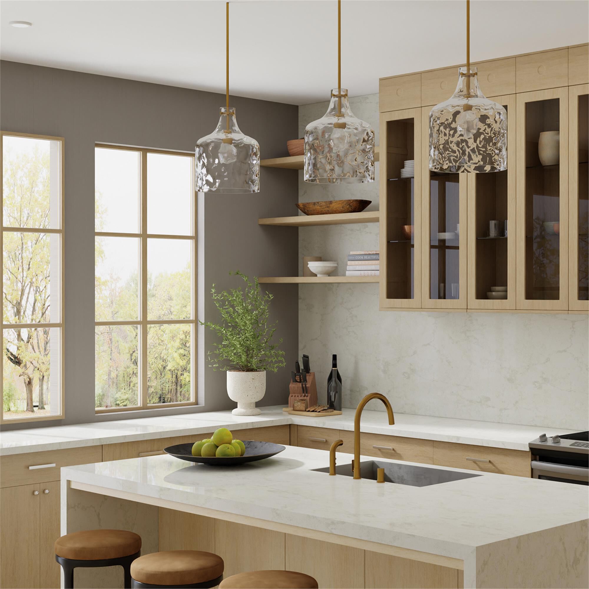 Shown in Aged Brass finish and Clear Water glass