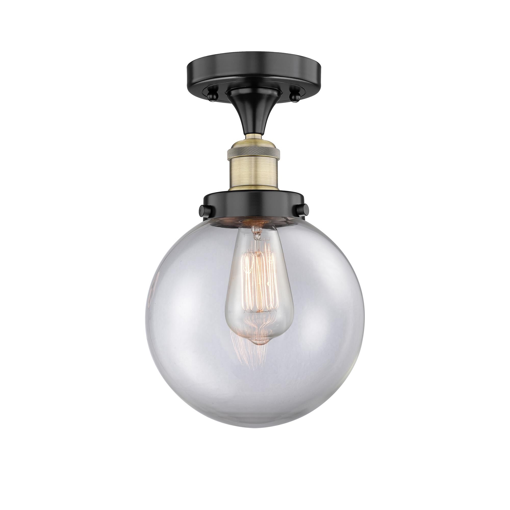 Shown in Black Antique Brass finish and Clear glass