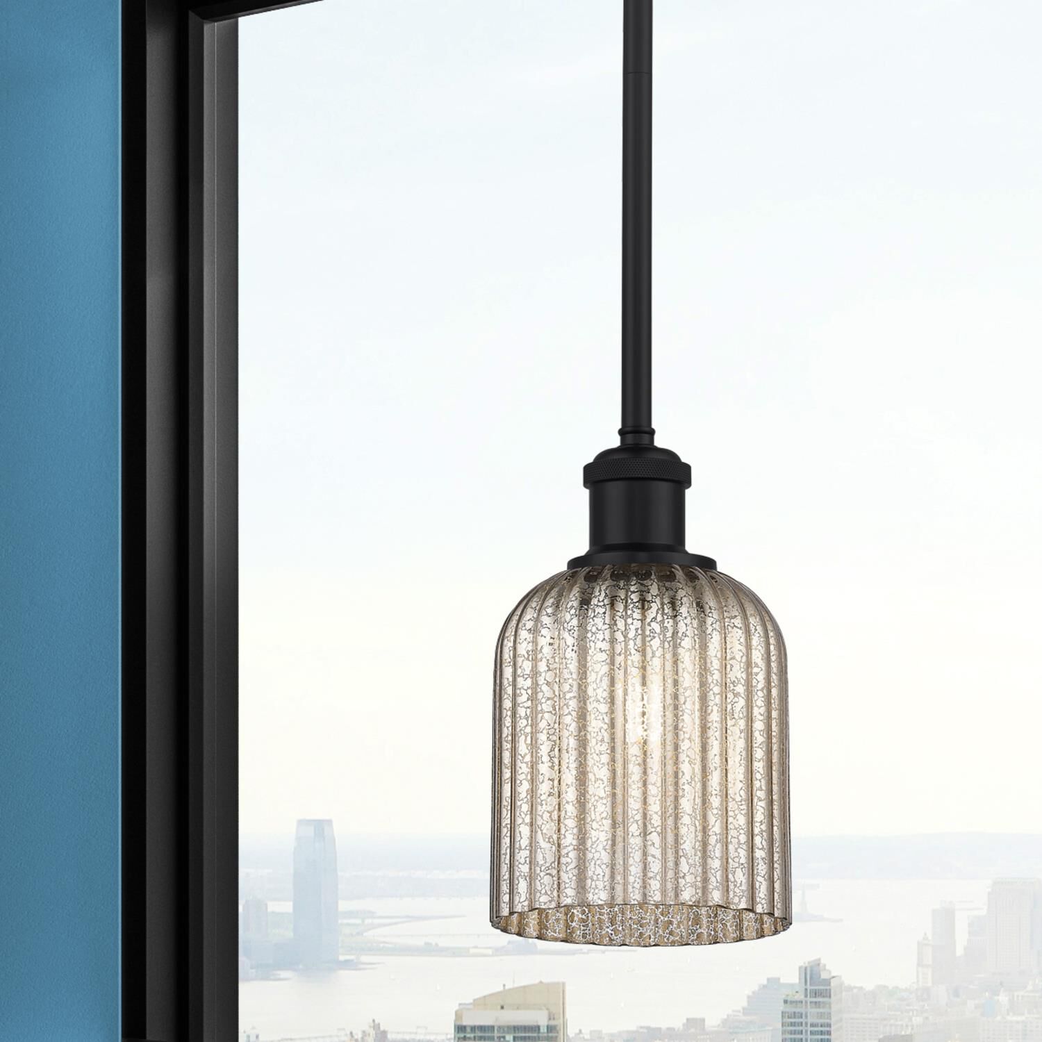 Shown in Matte Black finish and Mercury glass