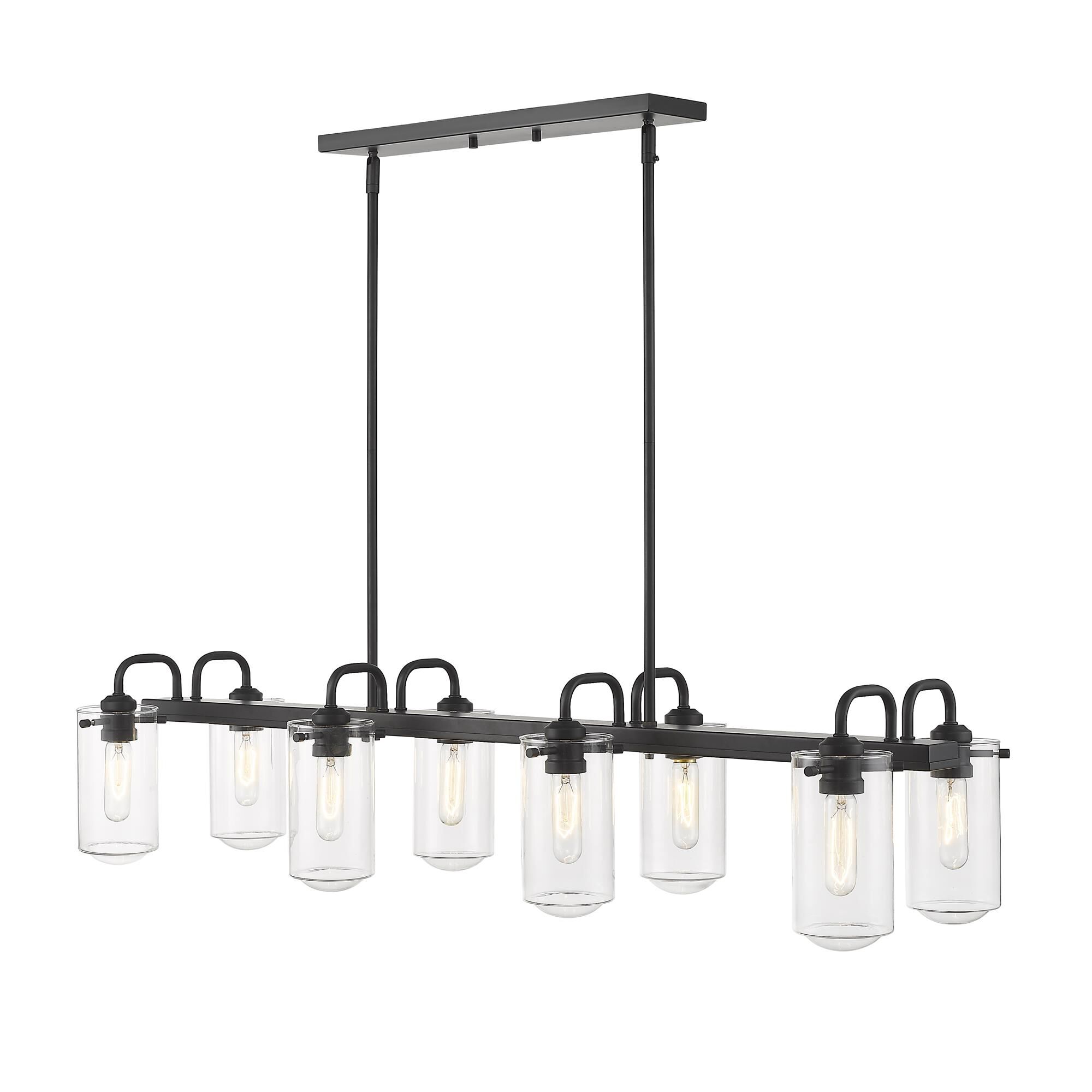 Shown in Matte Black finish and Glass shade