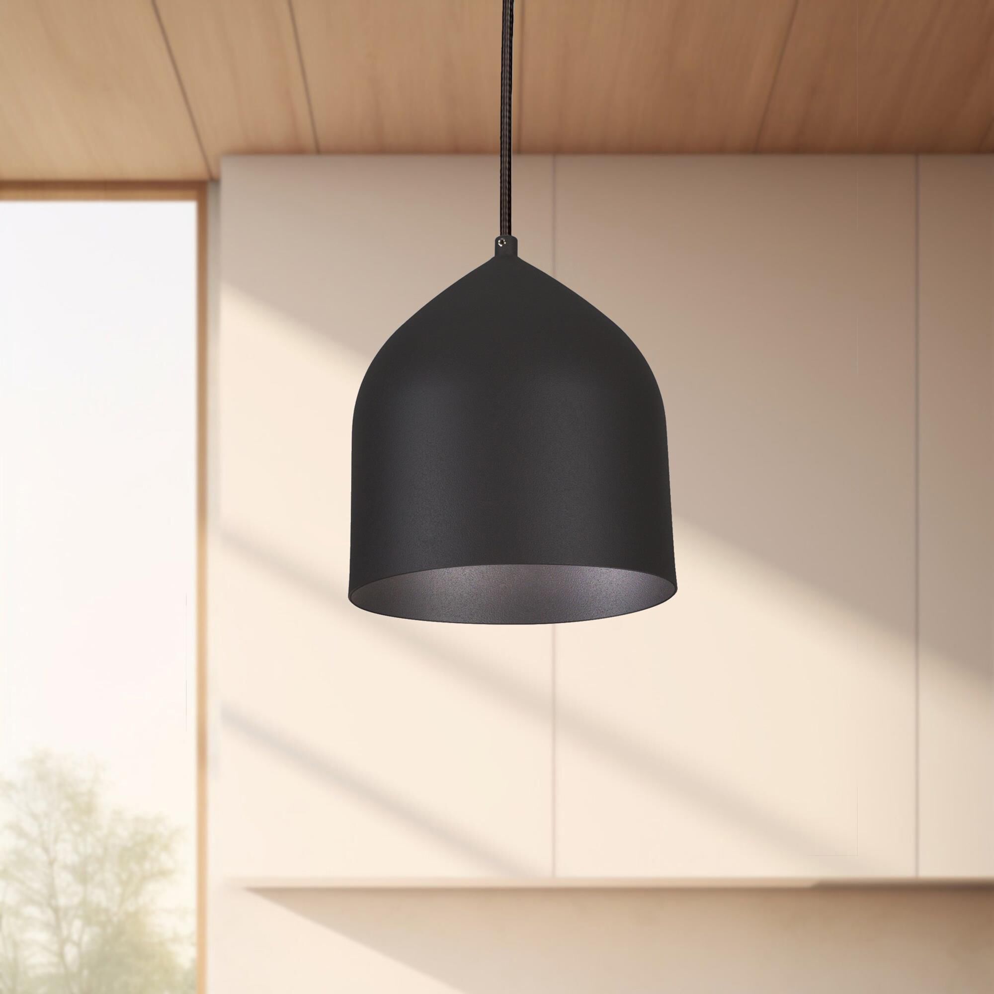 Shown in Black finish and Spun Metal shade