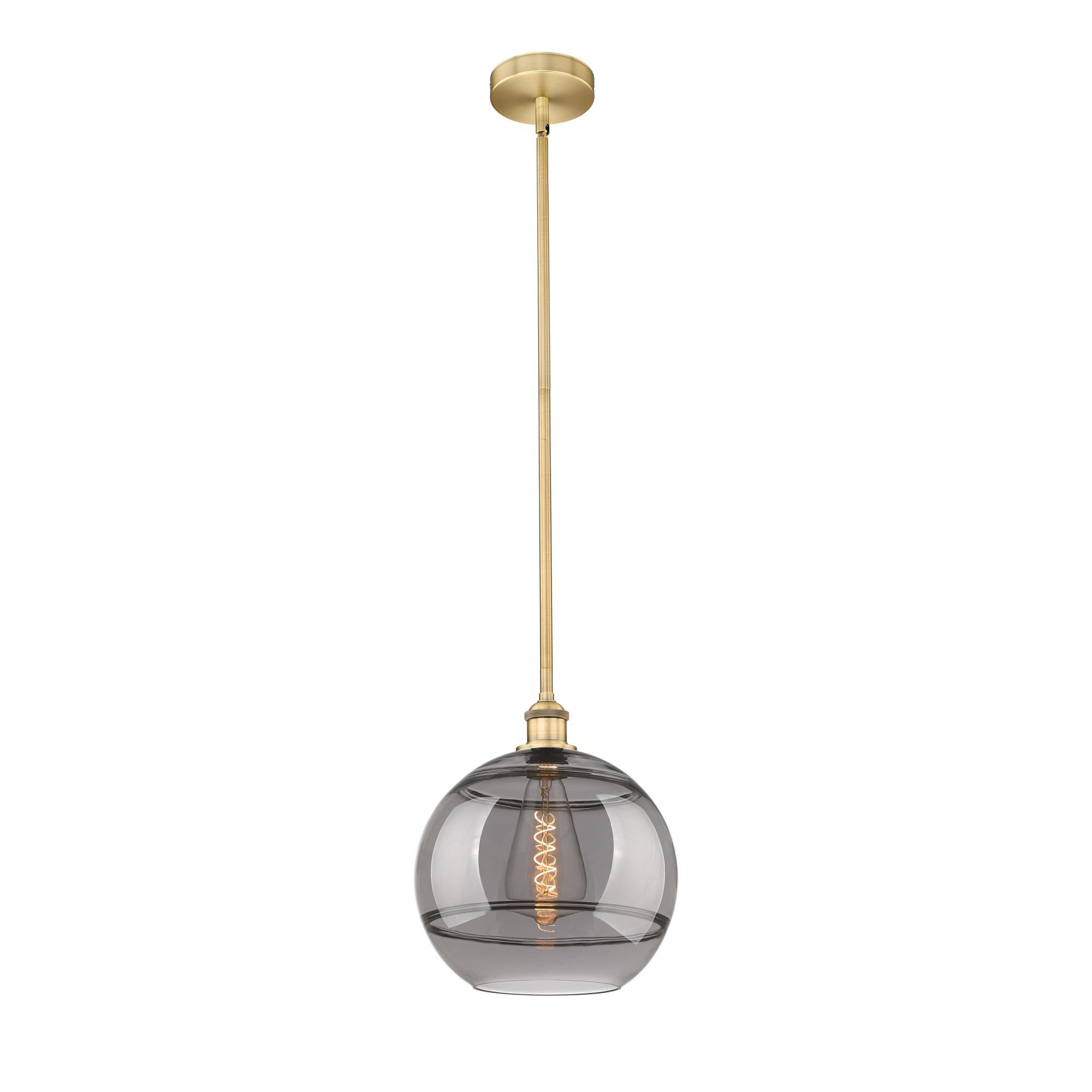 Shown in Brushed Brass finish and Light Smoke glass