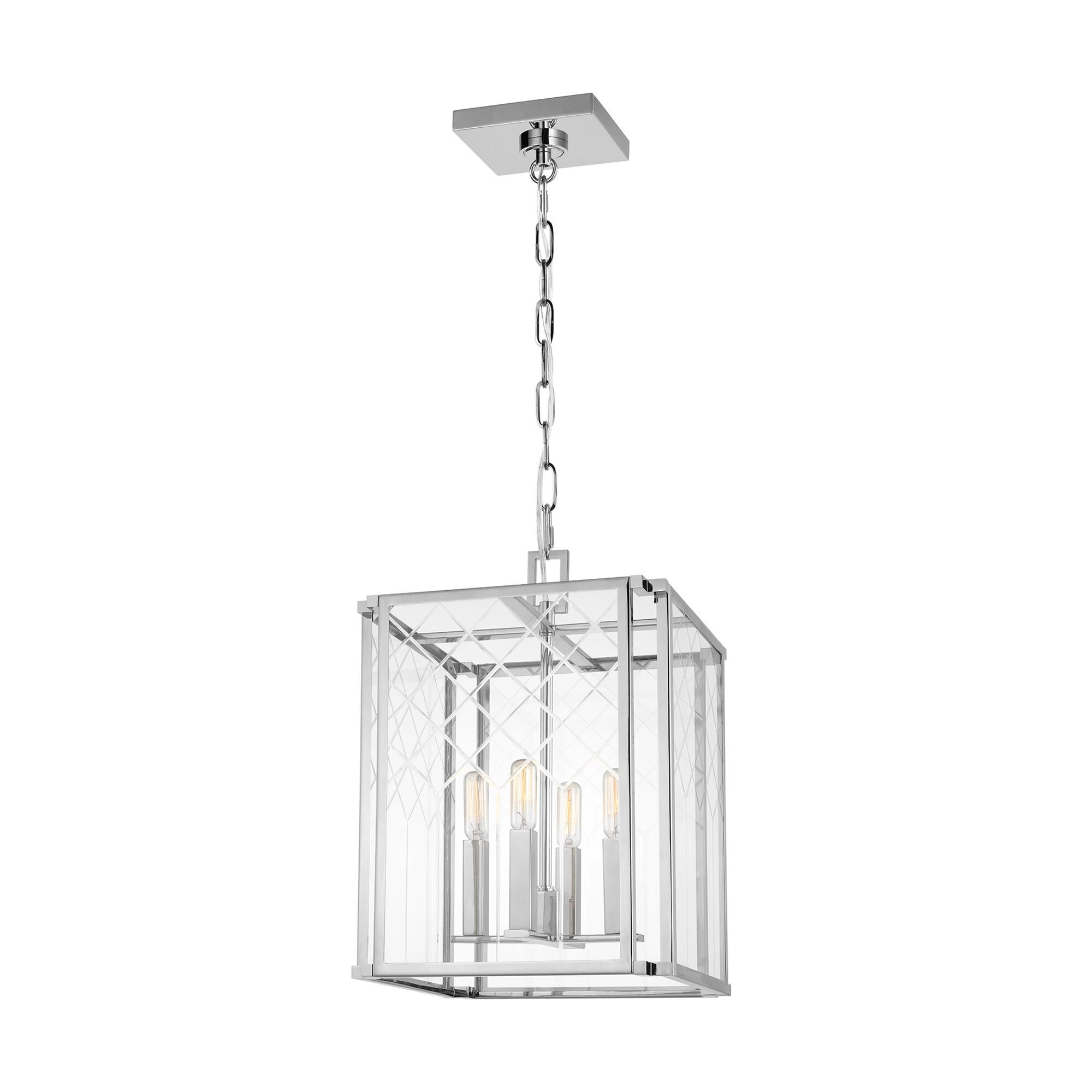 Shown in Polished Nickel finish and Clear With Diamond Cut Pattern glass