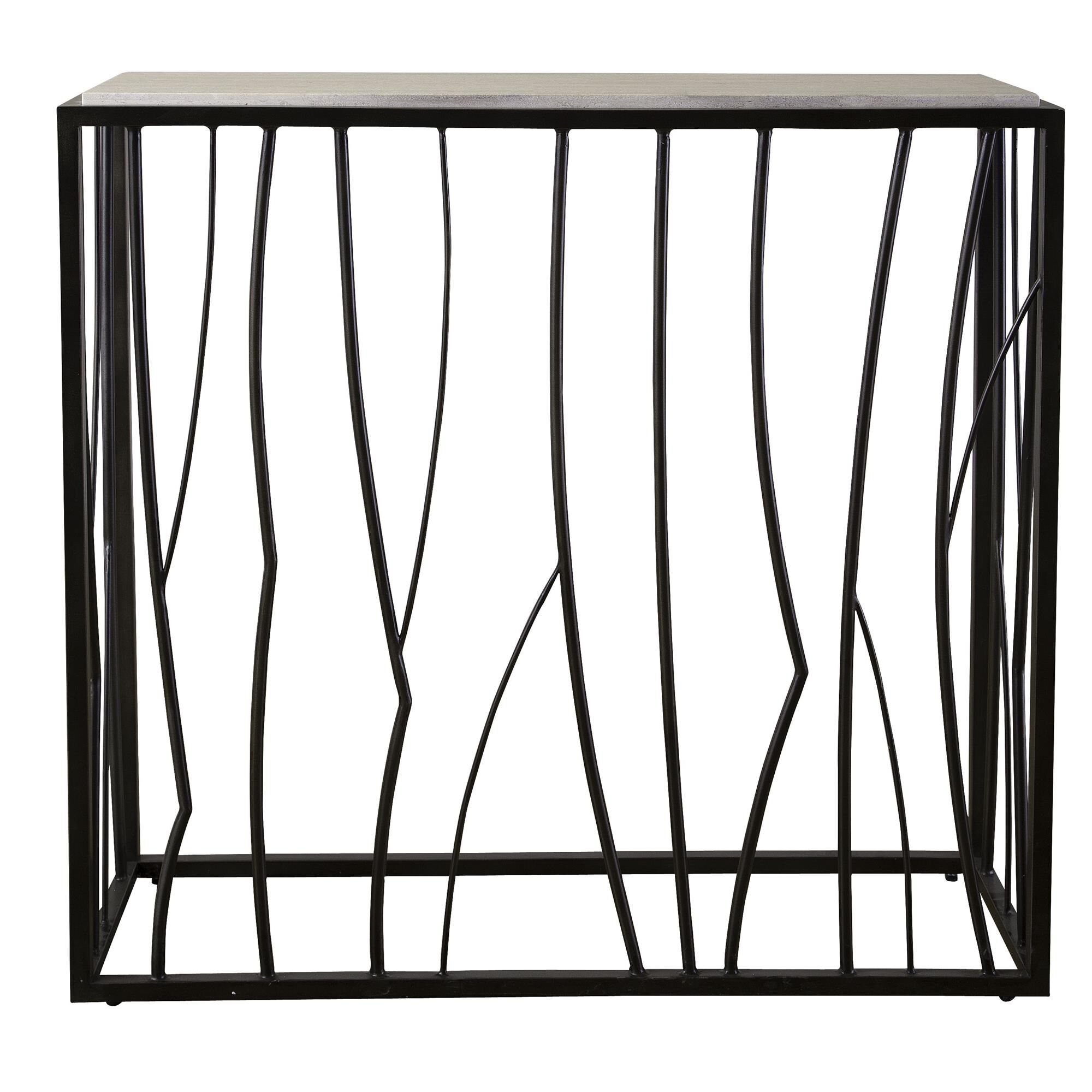 Shown in Inspired By Natural Landscapes, This Console Table Features An Asymmetrically Designed Metal Base Fi finish