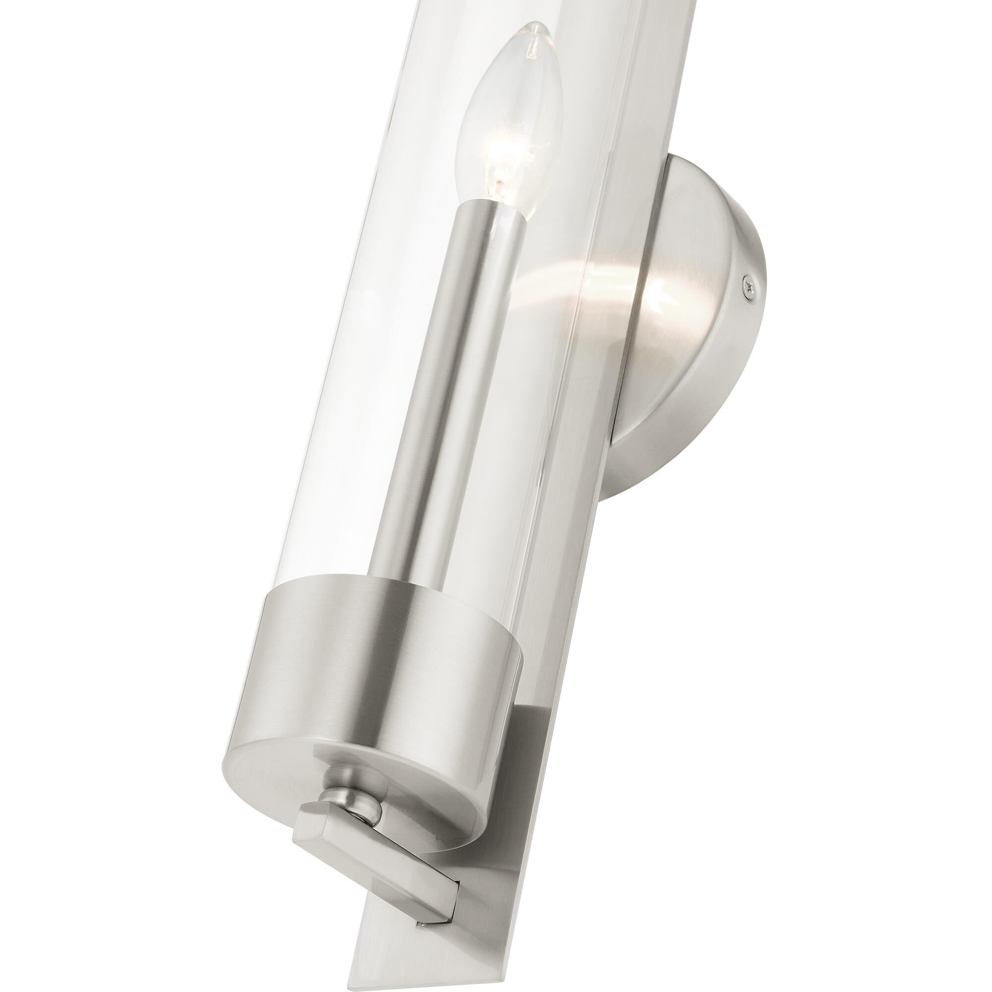 Shown in Brushed Nickel finish and Clear glass and Clear Glass shade