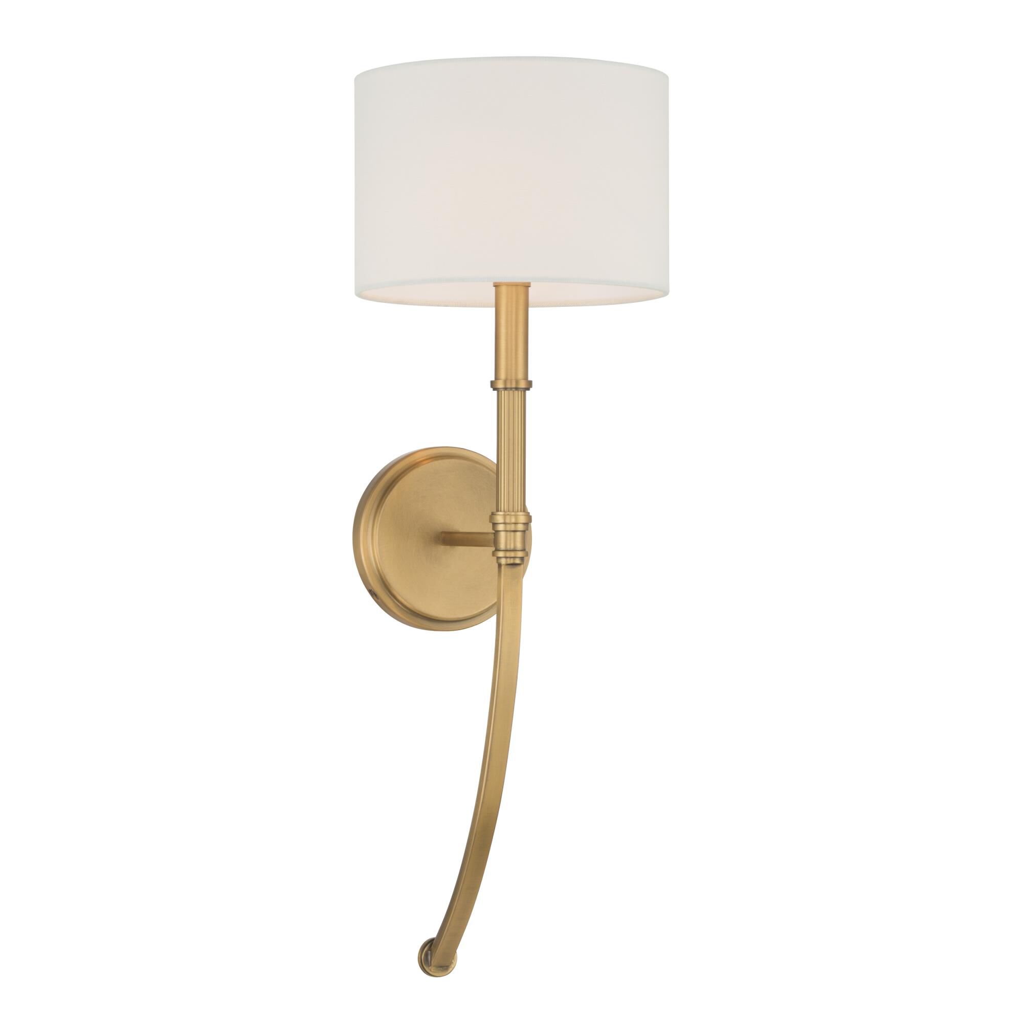 Shown in Legacy Brass finish and White shade