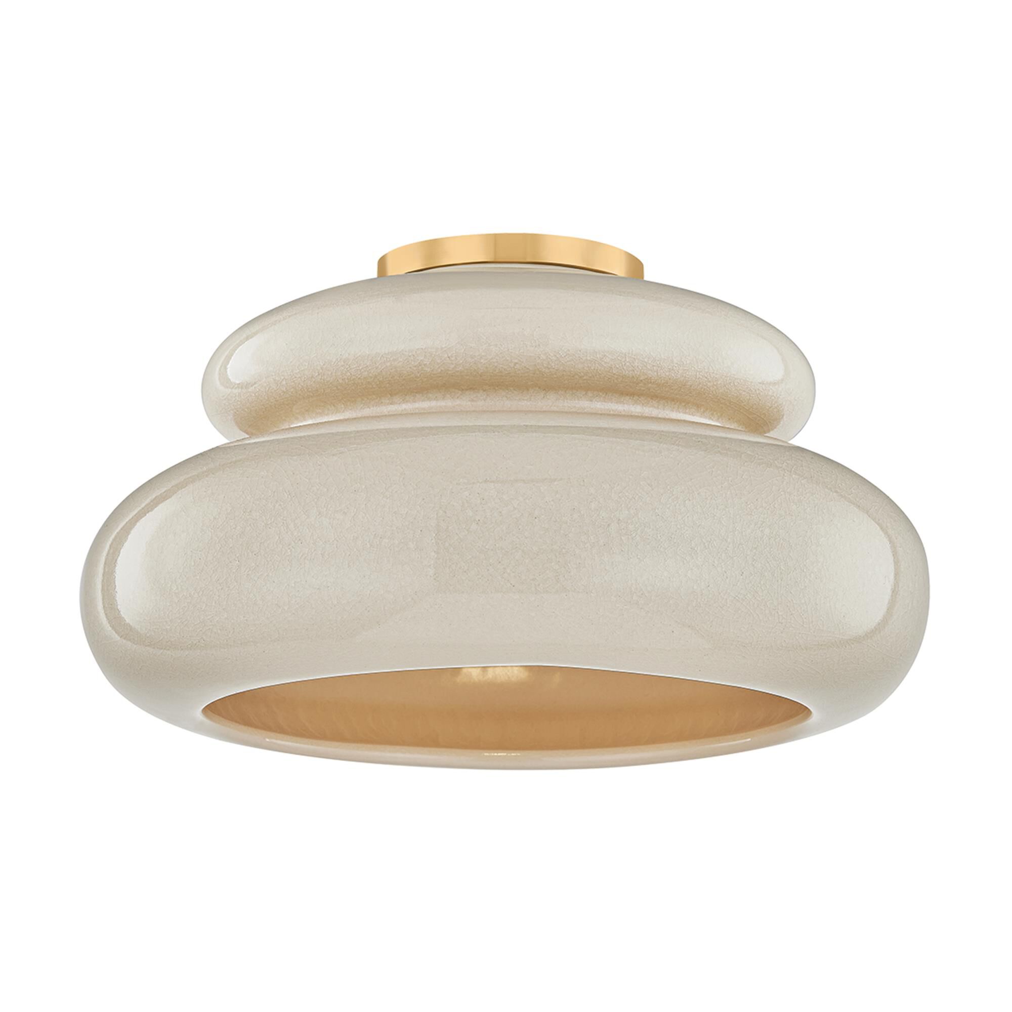 Shown in Aged Brass and Ceramic Butter Crackle finish and Butter Crackle Ceramic shade
