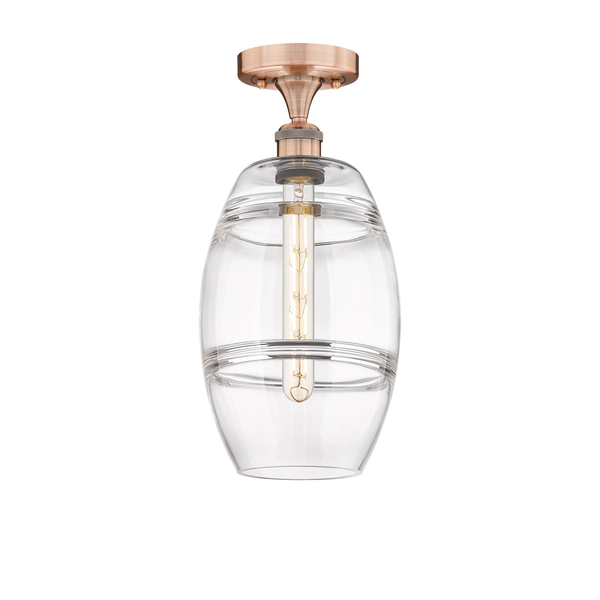 Shown in Antique Copper finish and Clear glass