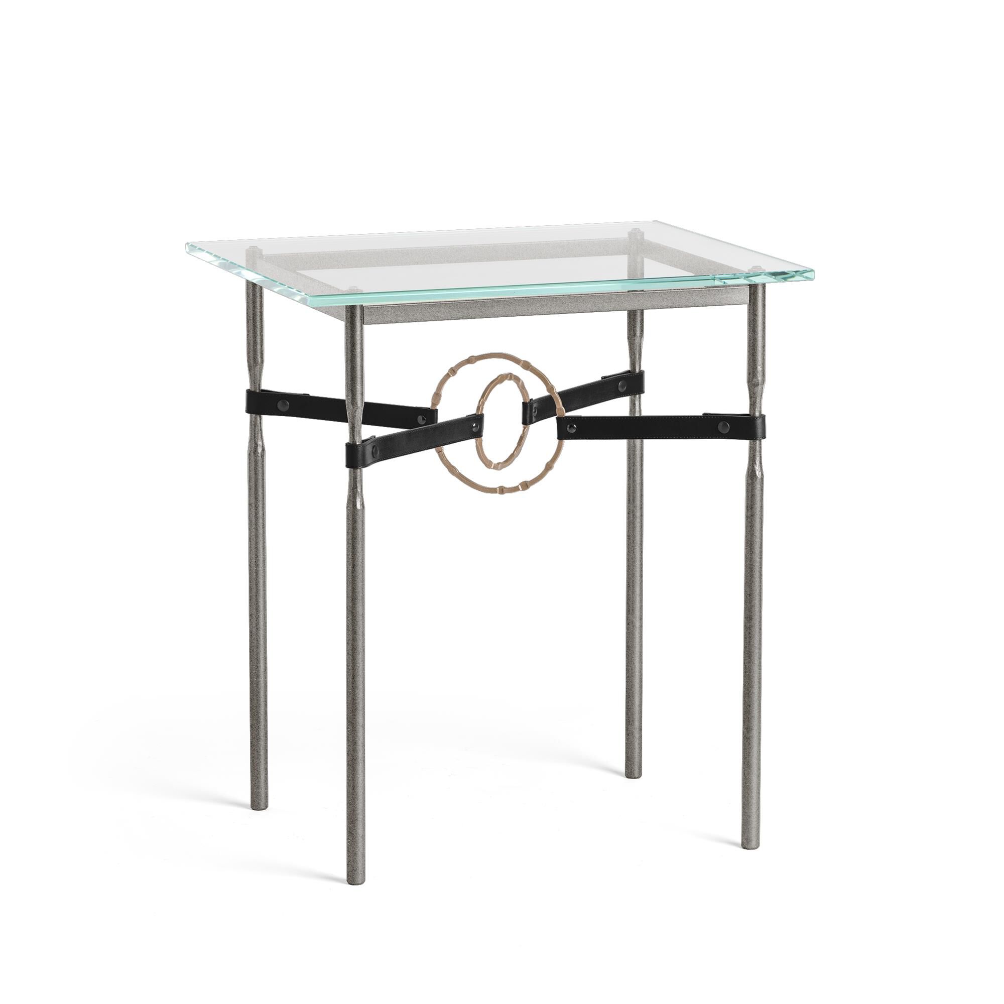Shown in Natural Iron finish and Soft Gold with Leather Black  accent