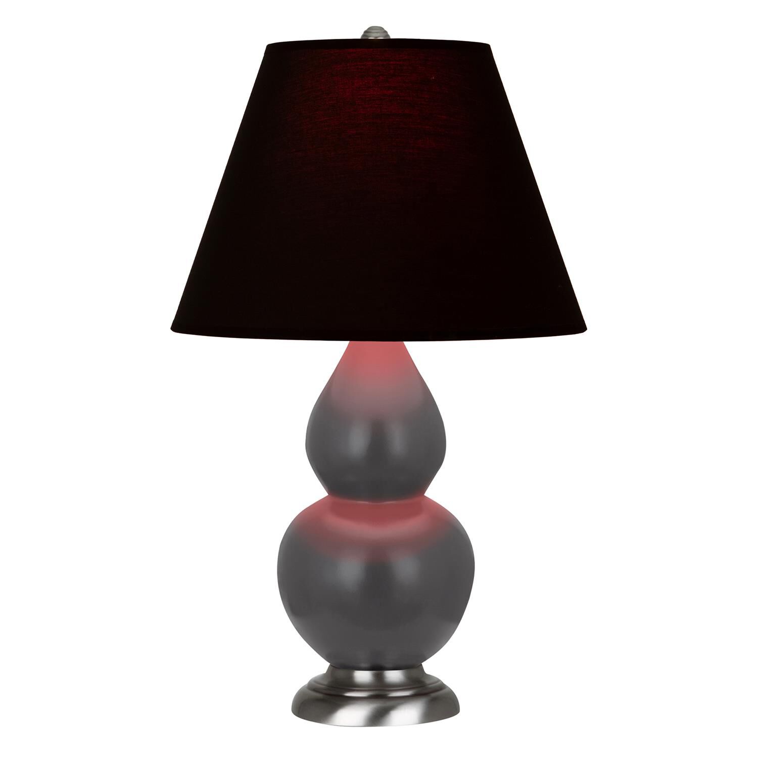 Shown in Matte Ash finish and Ink Black with Rose Red Lining shade and Antique Silver accent