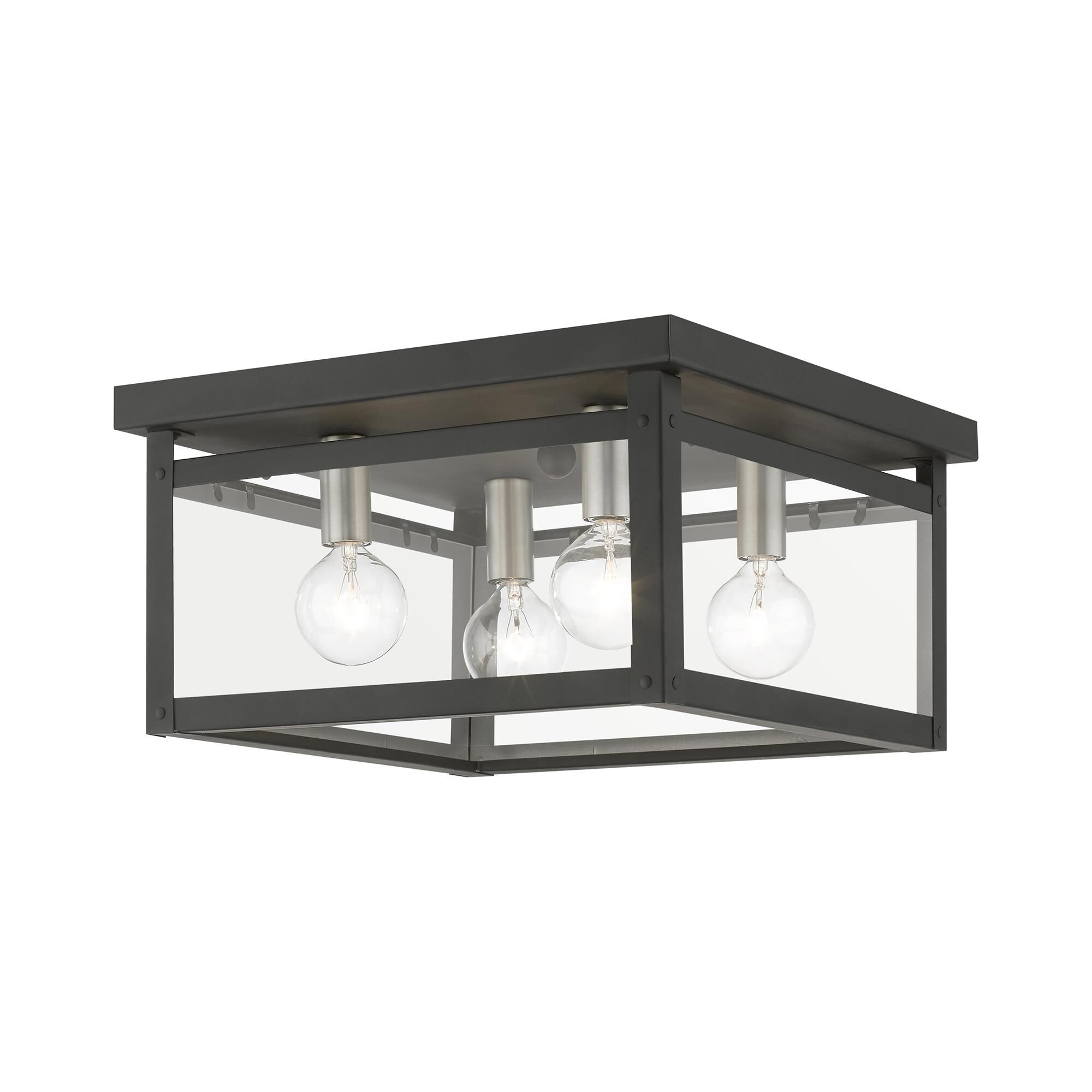Shown in Black with Brushed Nickel Finish Candles finish and Clear glass