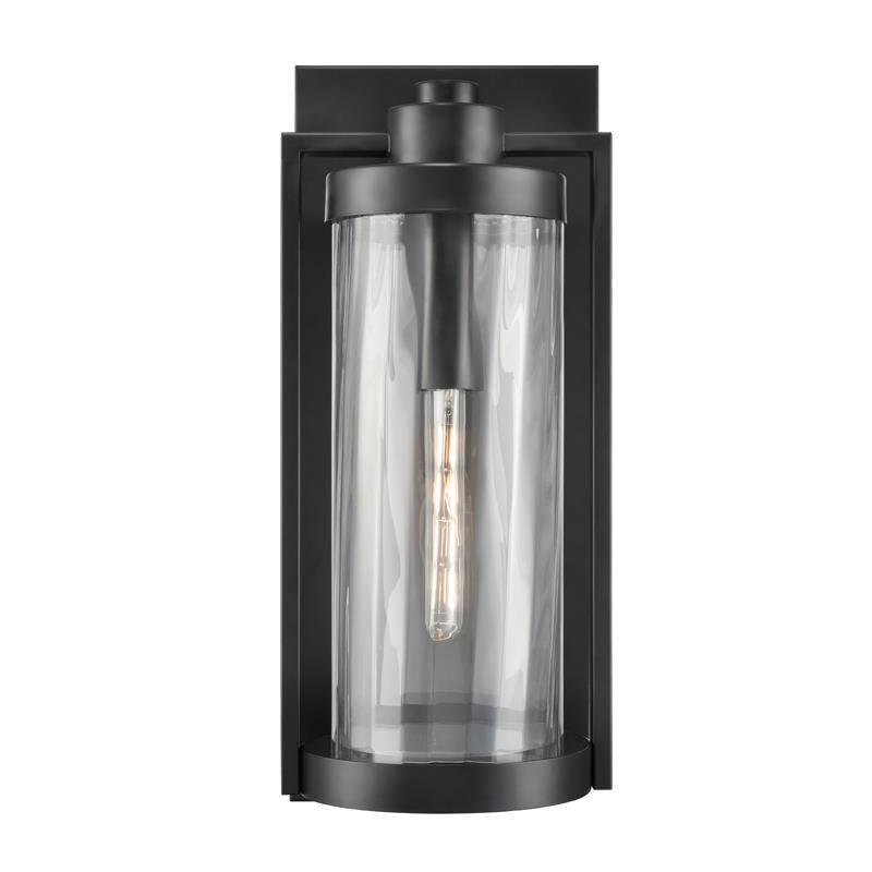 Shown in Powder Coated Black finish and Clear Ribbed glass