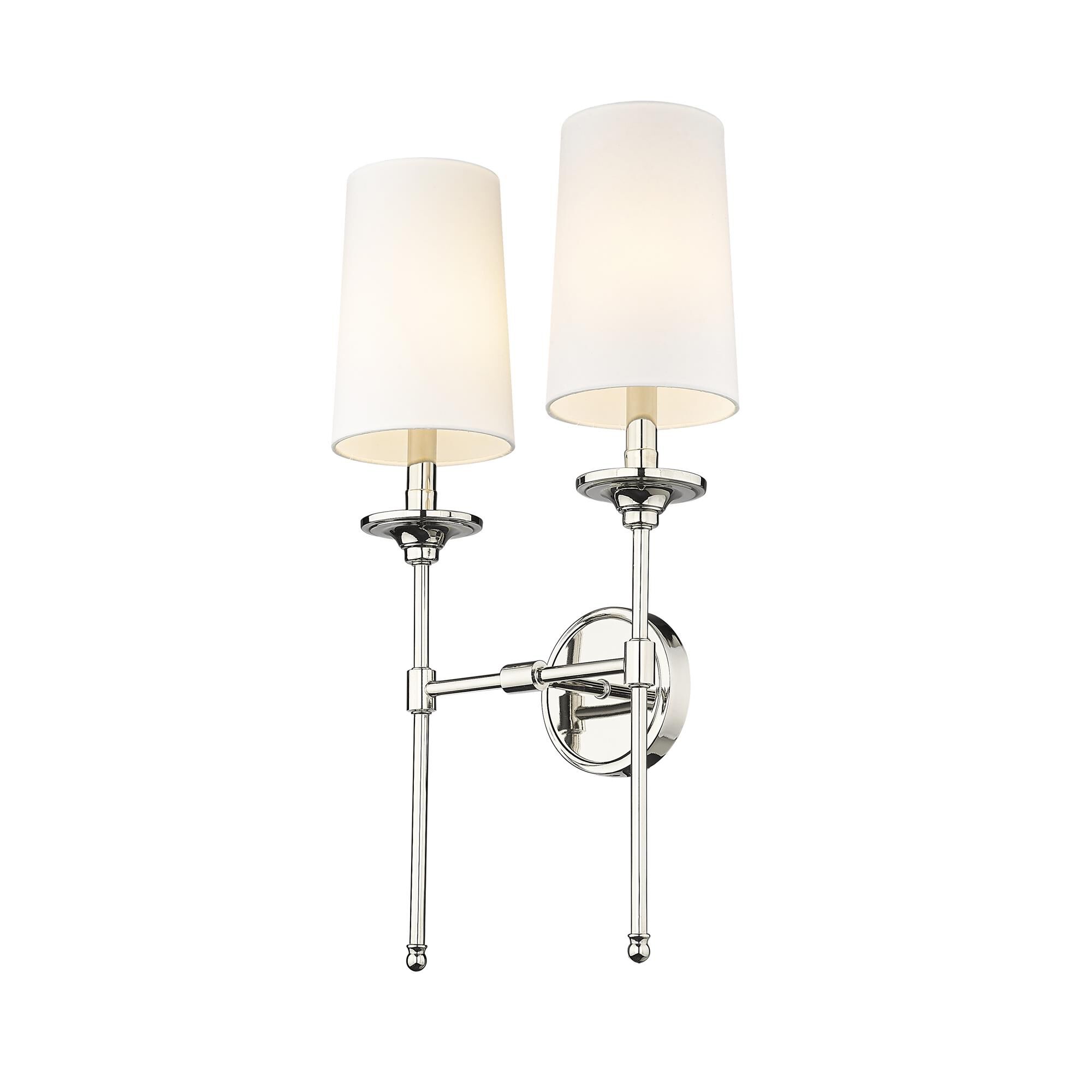 Shown in Polished Nickel finish and Cloth Cover glass and Cloth Cover shade