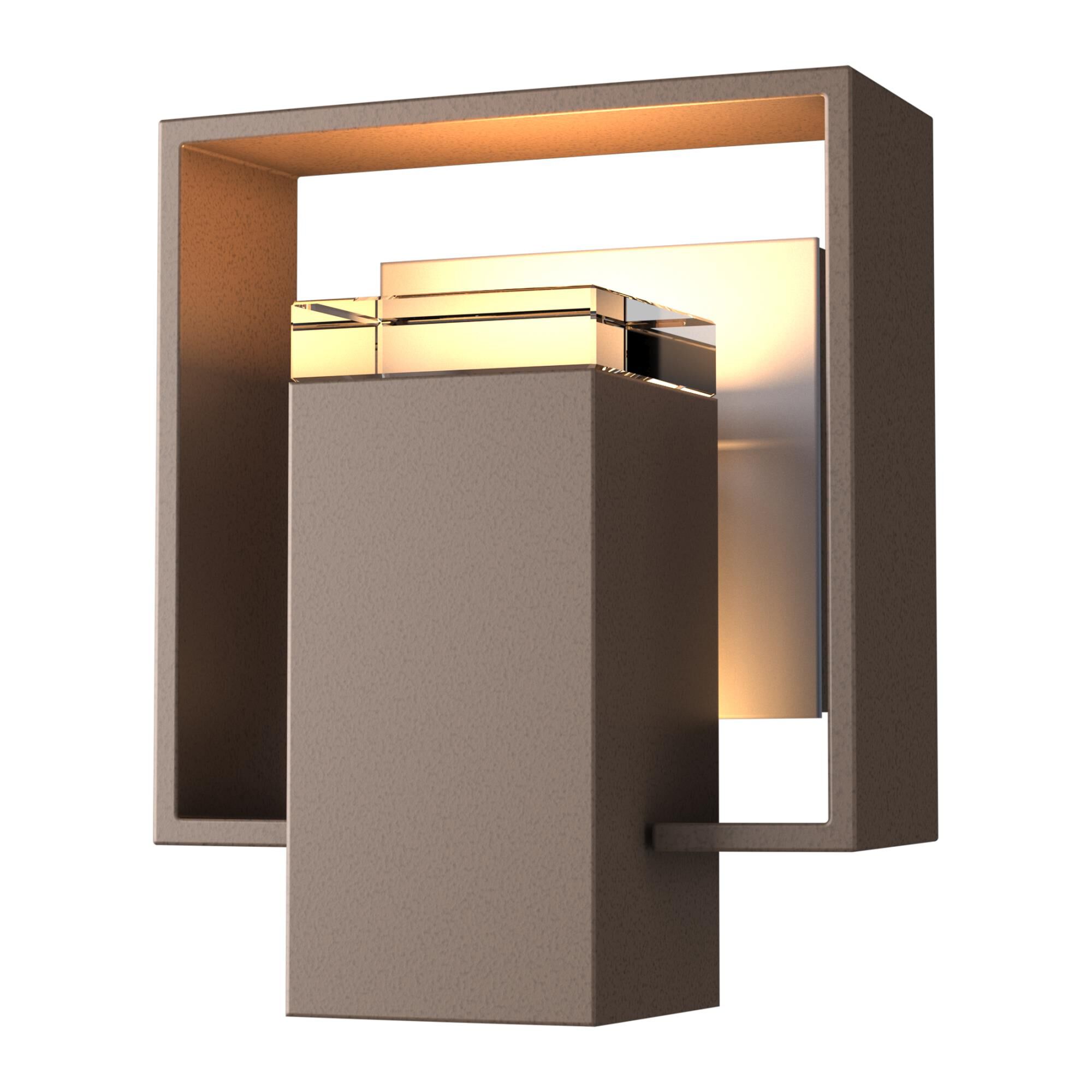 Shown in Coastal Bronze finish and Clear  glass and Coastal Burnished Steel accent