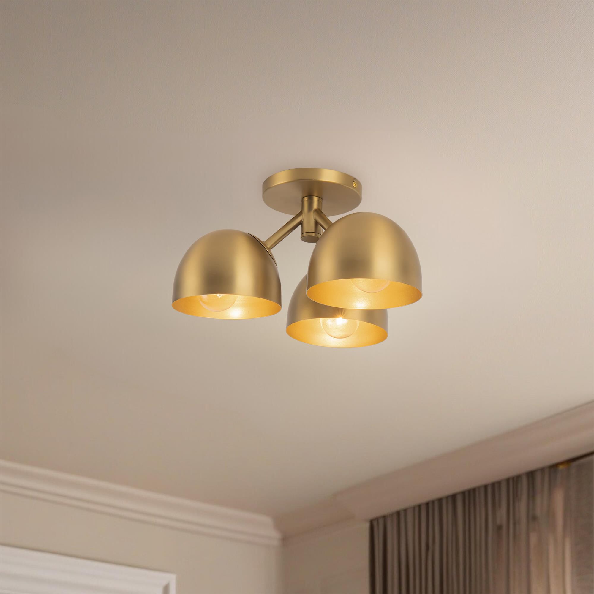 Shown in Brushed Gold finish and Steel shade