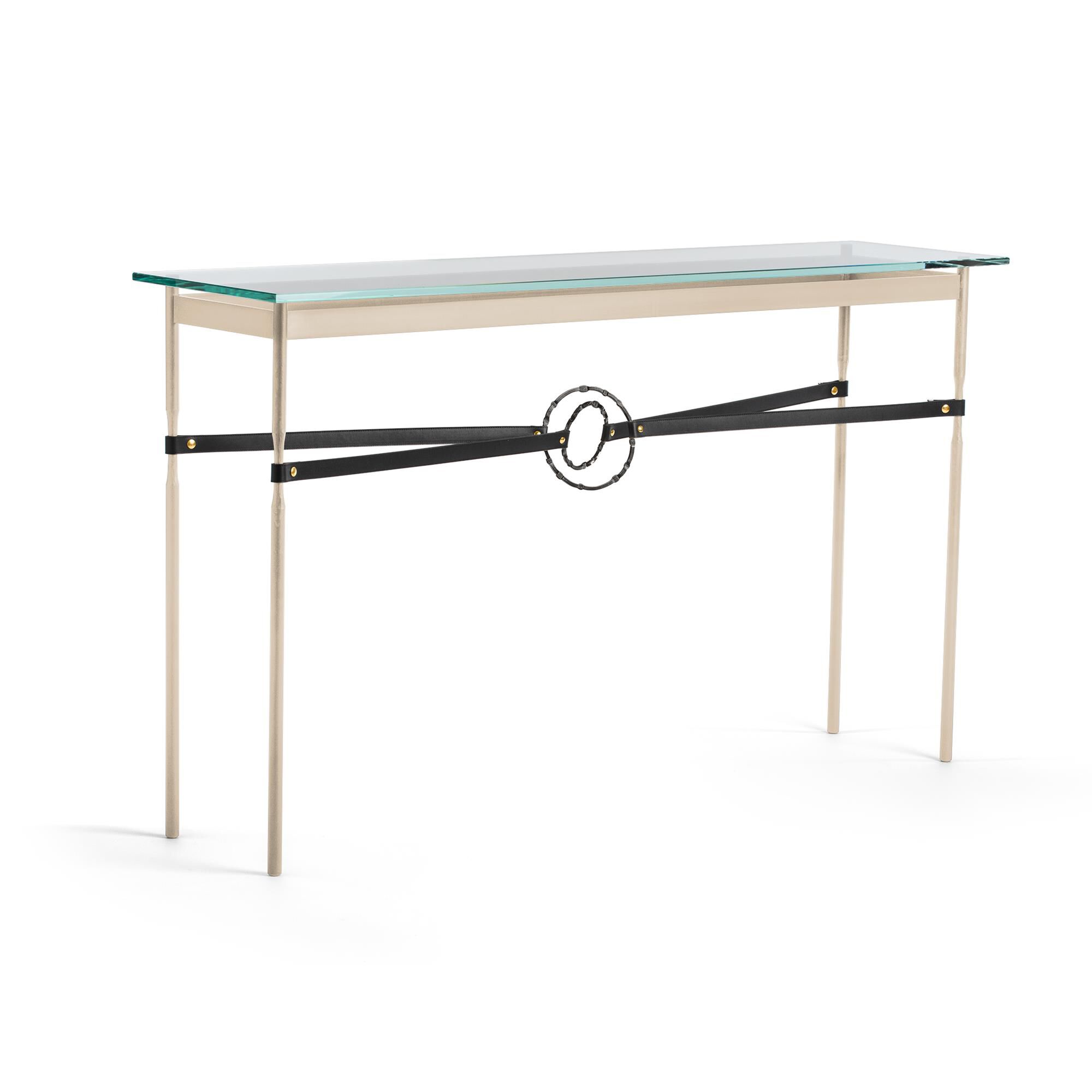 Shown in Soft Gold finish and Dark Smoke with Leather Black  accent