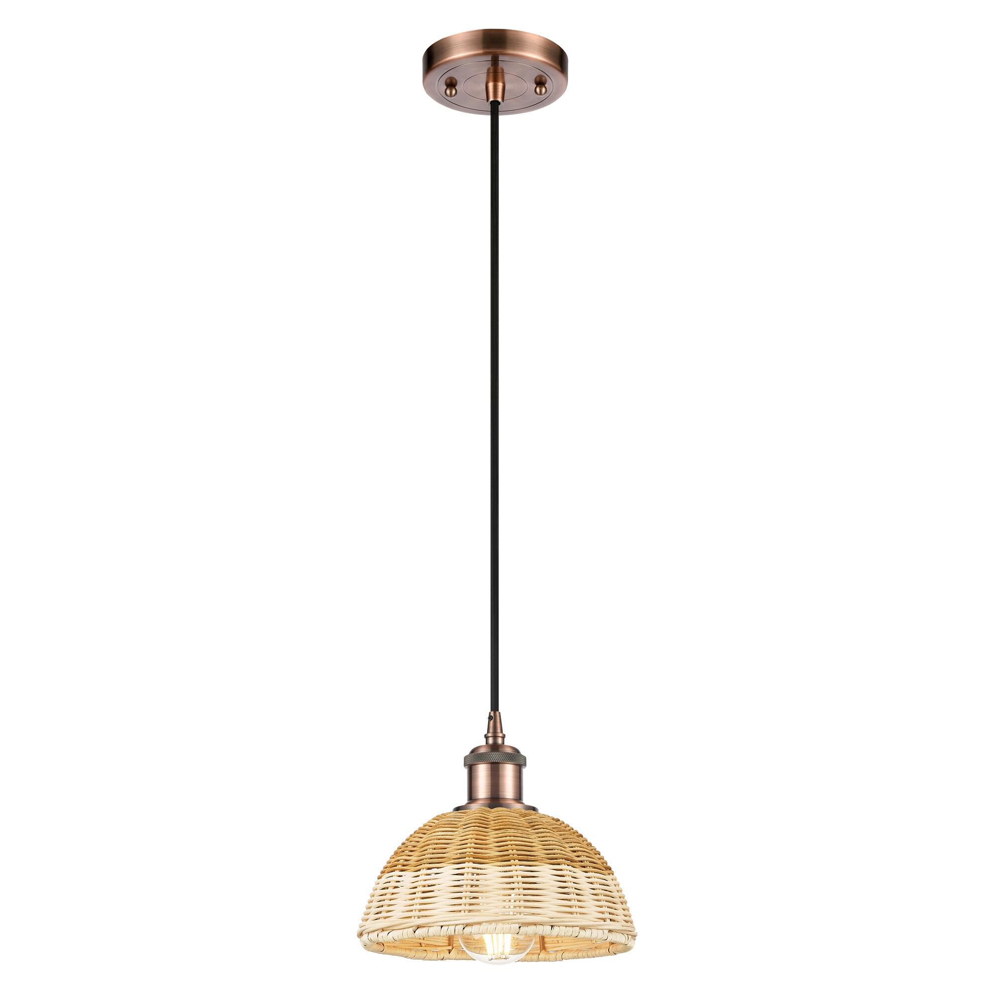 Shown in Antique Copper finish and Natural shade
