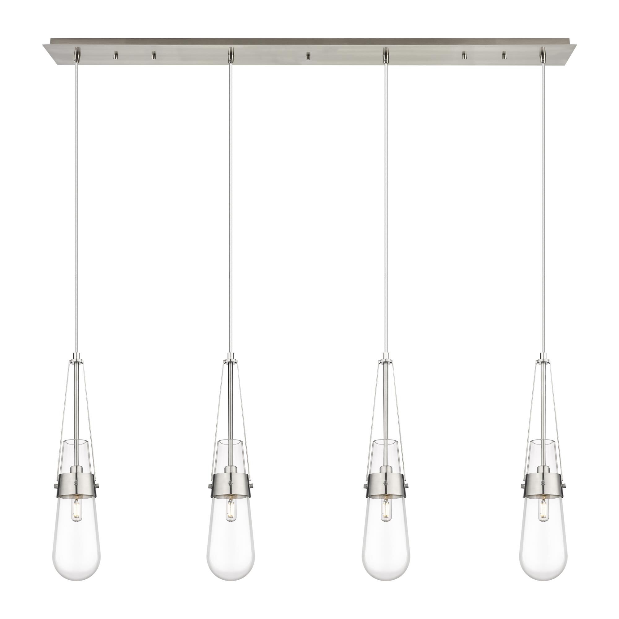 Shown in Brushed Satin Nickel finish and Clear glass and Clear Glass shade