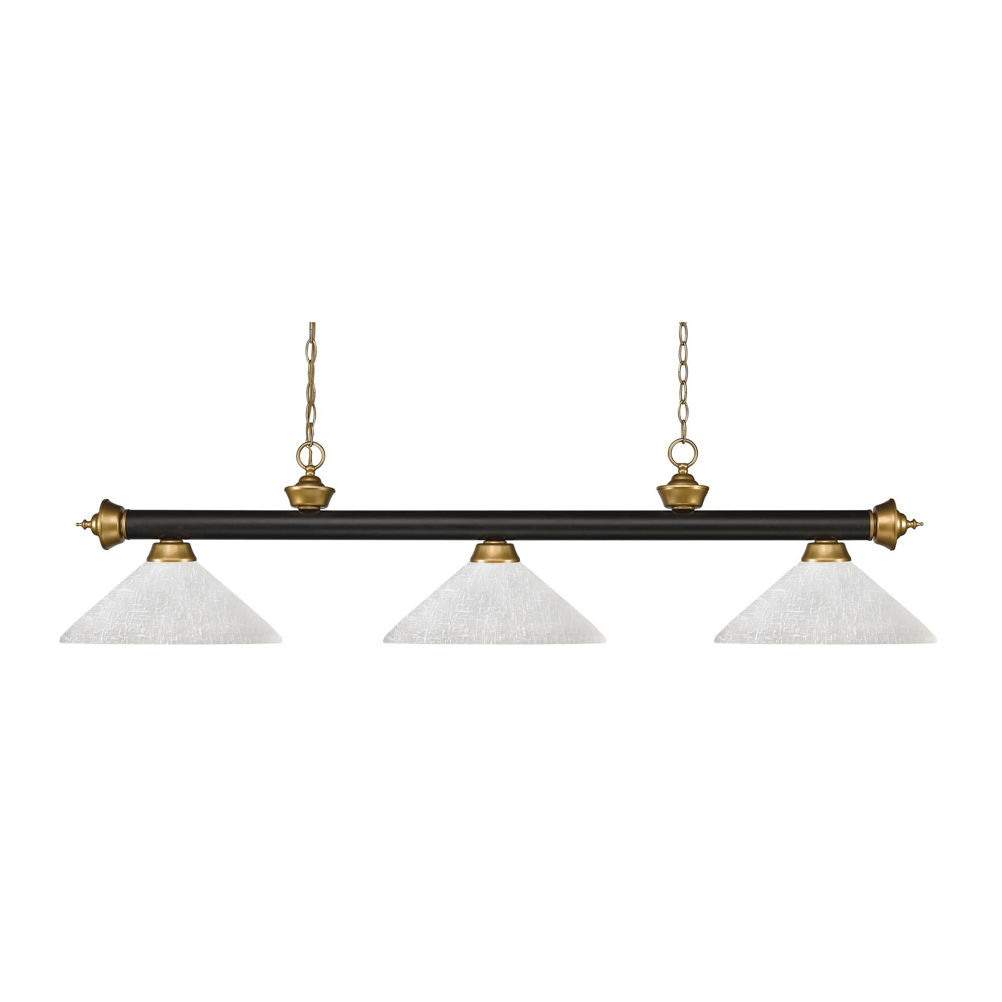 Shown in Bronze + Satin Gold finish and Glass shade