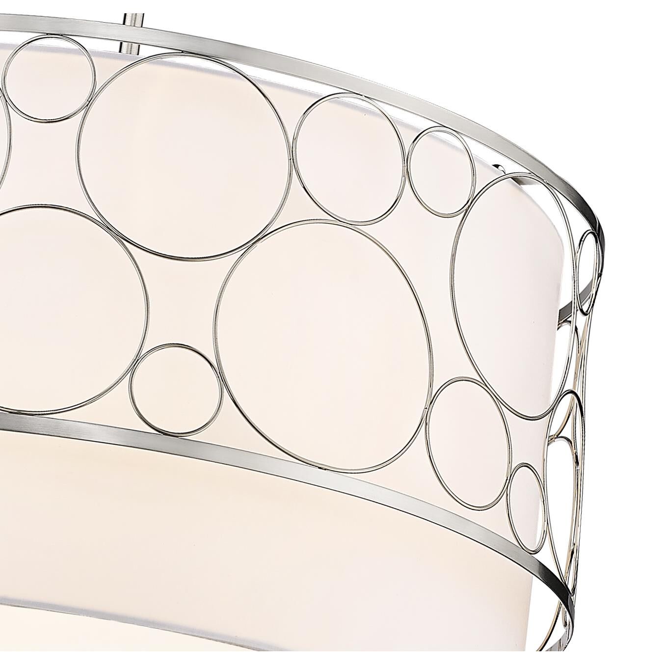 Shown in Brushed Nickel finish and White glass and White shade