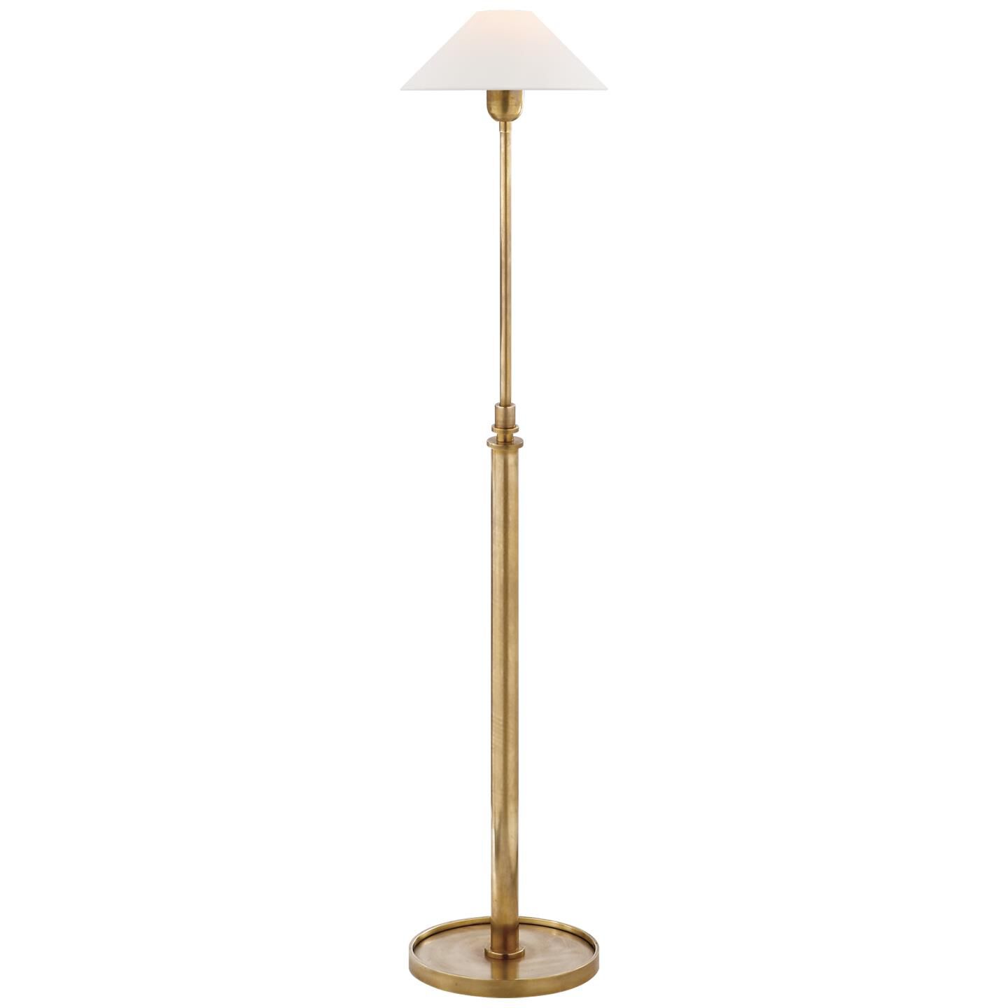 Shown in Hand-Rubbed Antique Brass finish and Linen shade