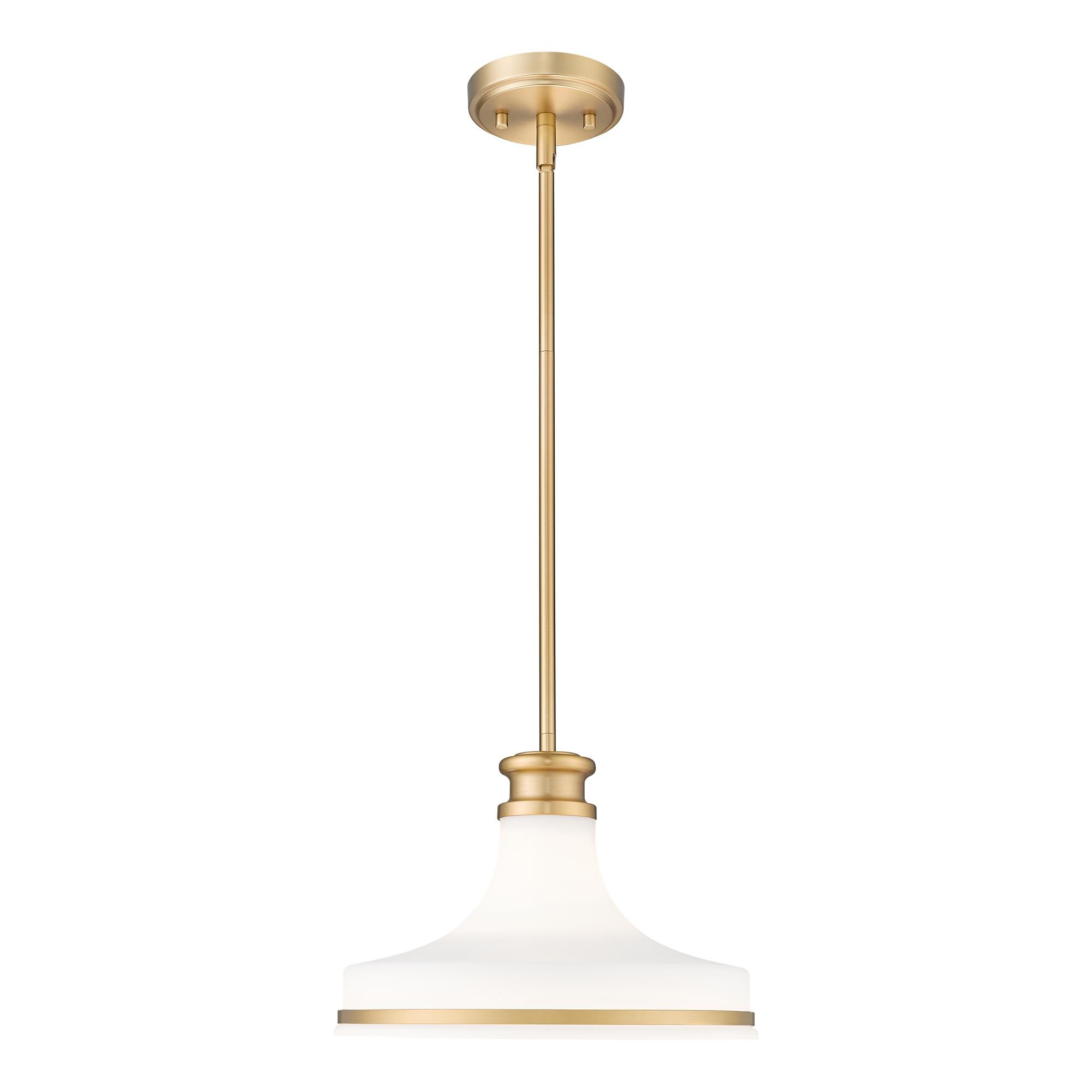 Shown in Modern Gold finish and Matte Opal glass