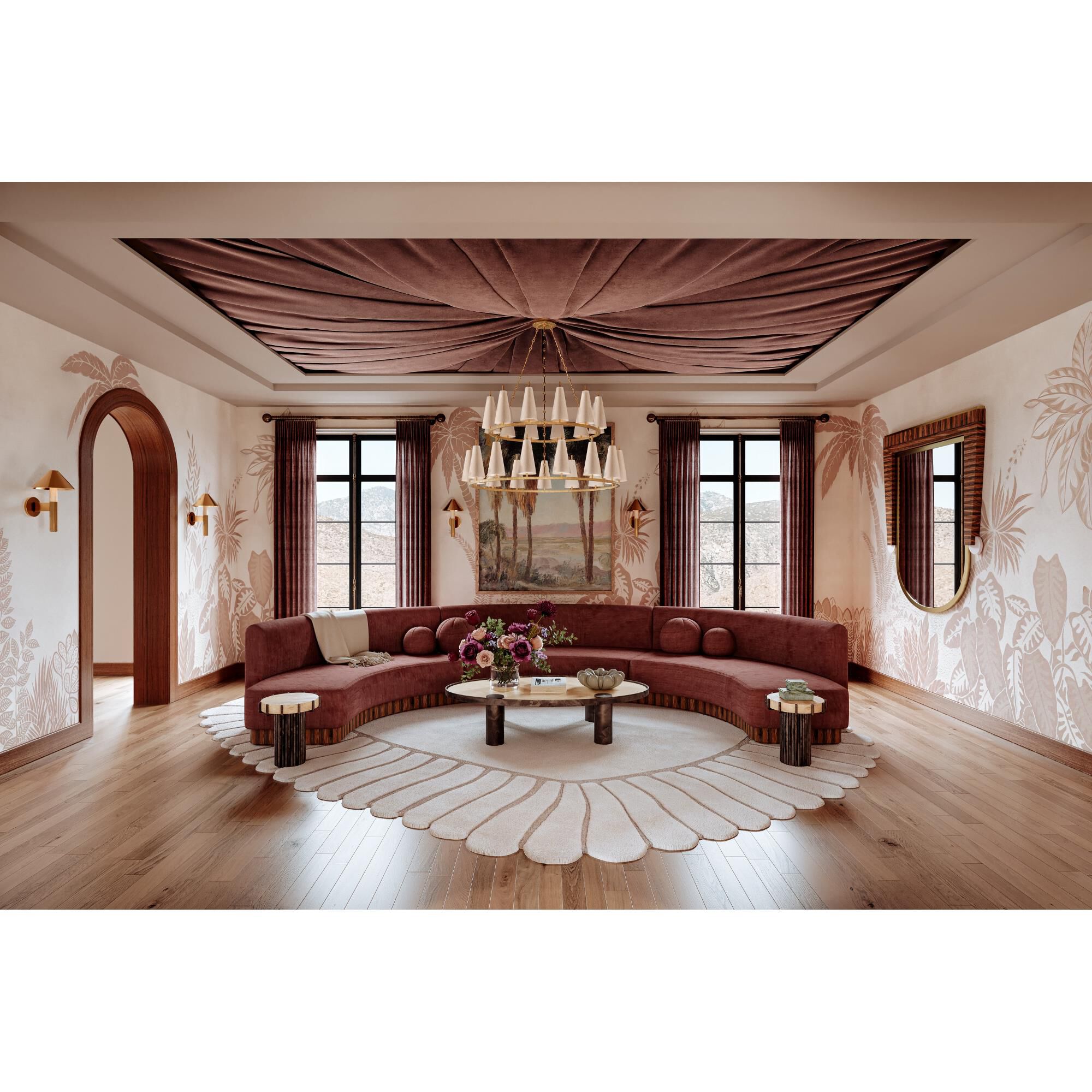 Shown in Vintage Gold Leaf finish and Raw Silk shade