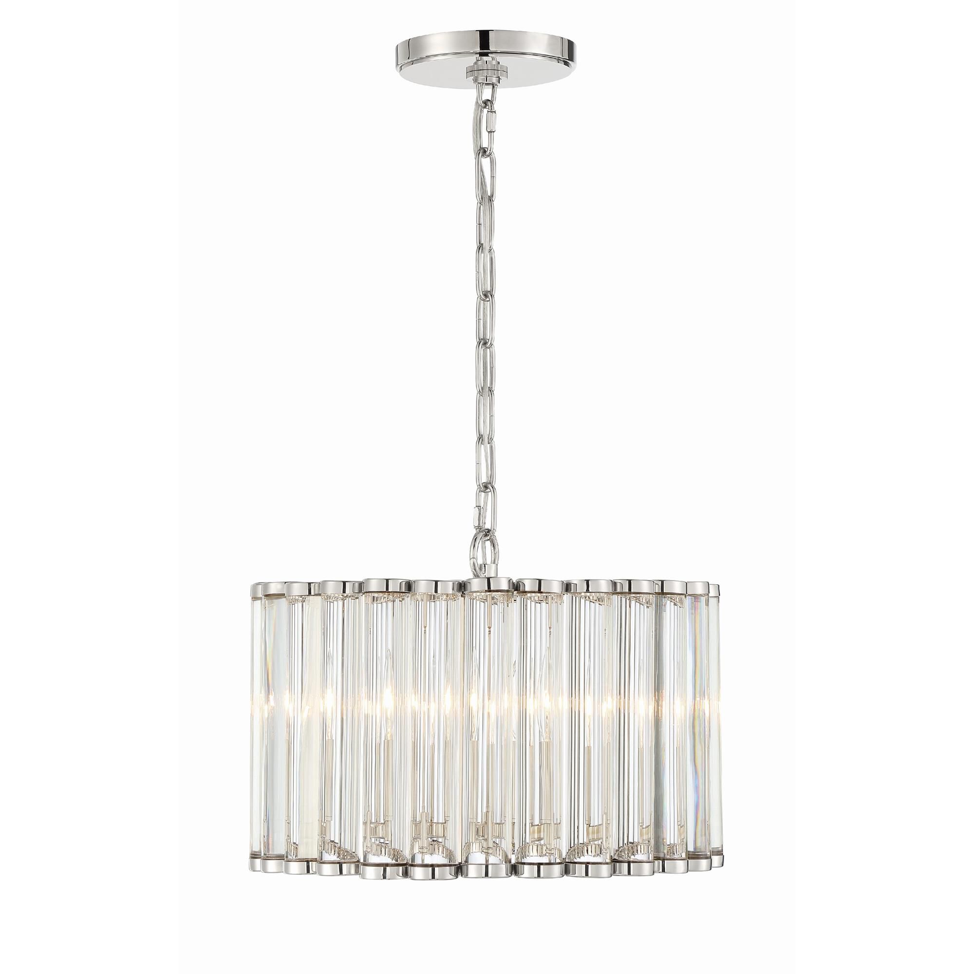 Shown in Polished Nickel finish and Clear Glass crystal
