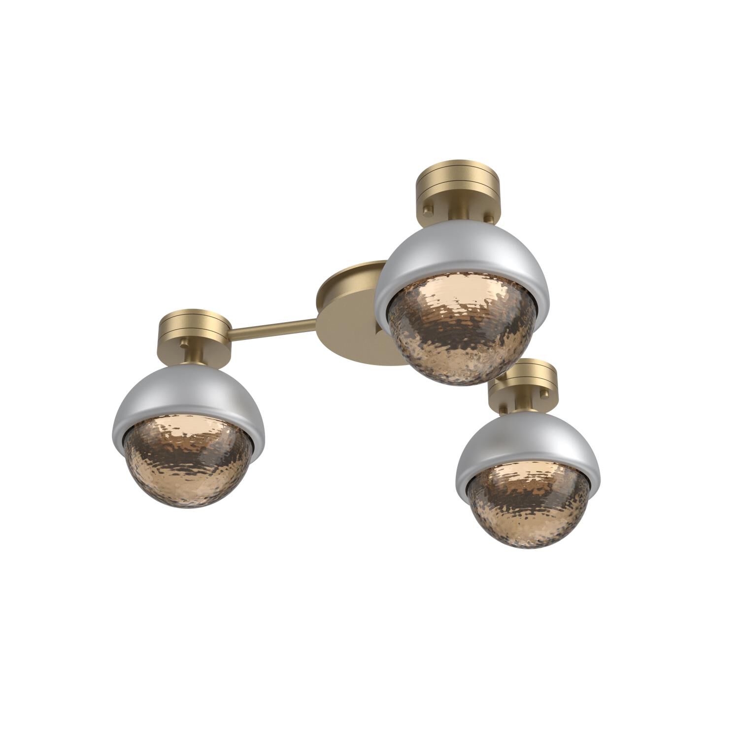 Shown in Gilded Brass finish and Bronze glass and Classic Silver accent