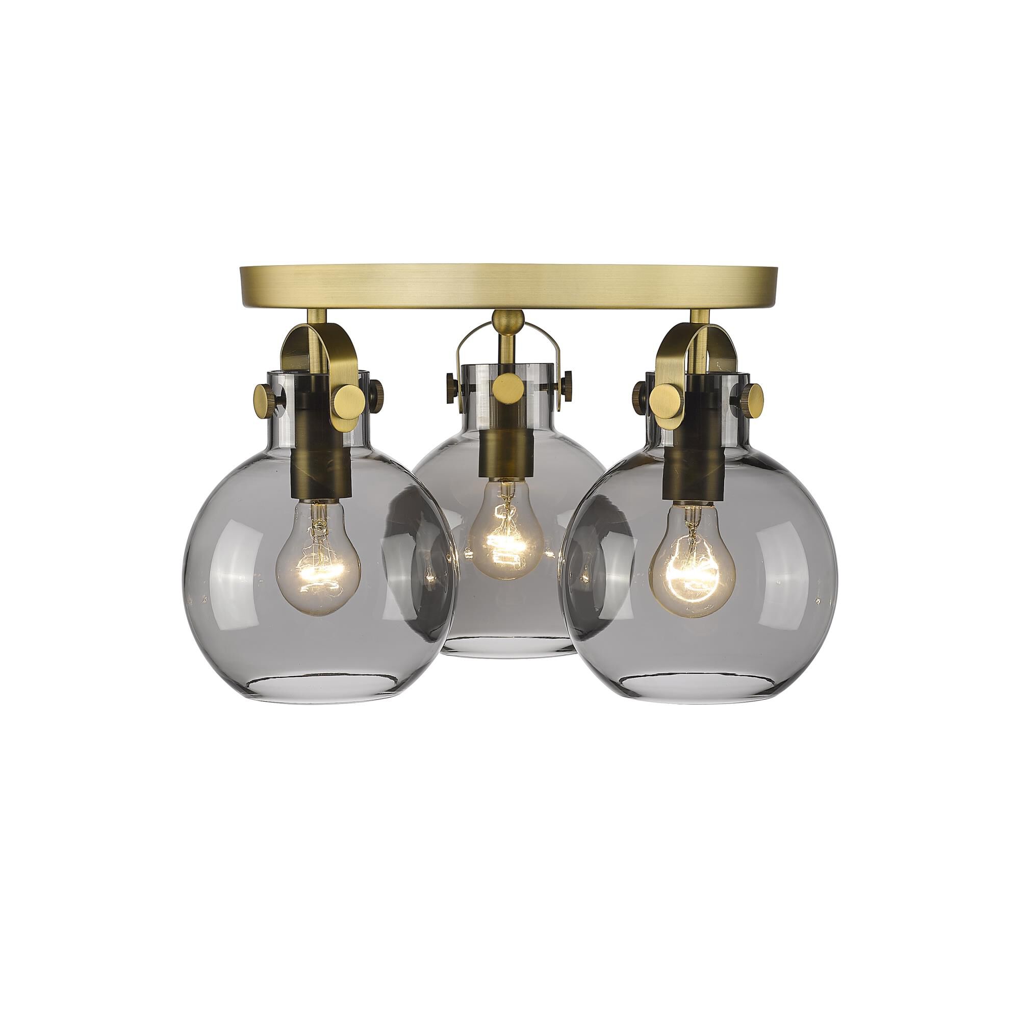 Shown in Brushed Brass finish and Plated Smoke glass