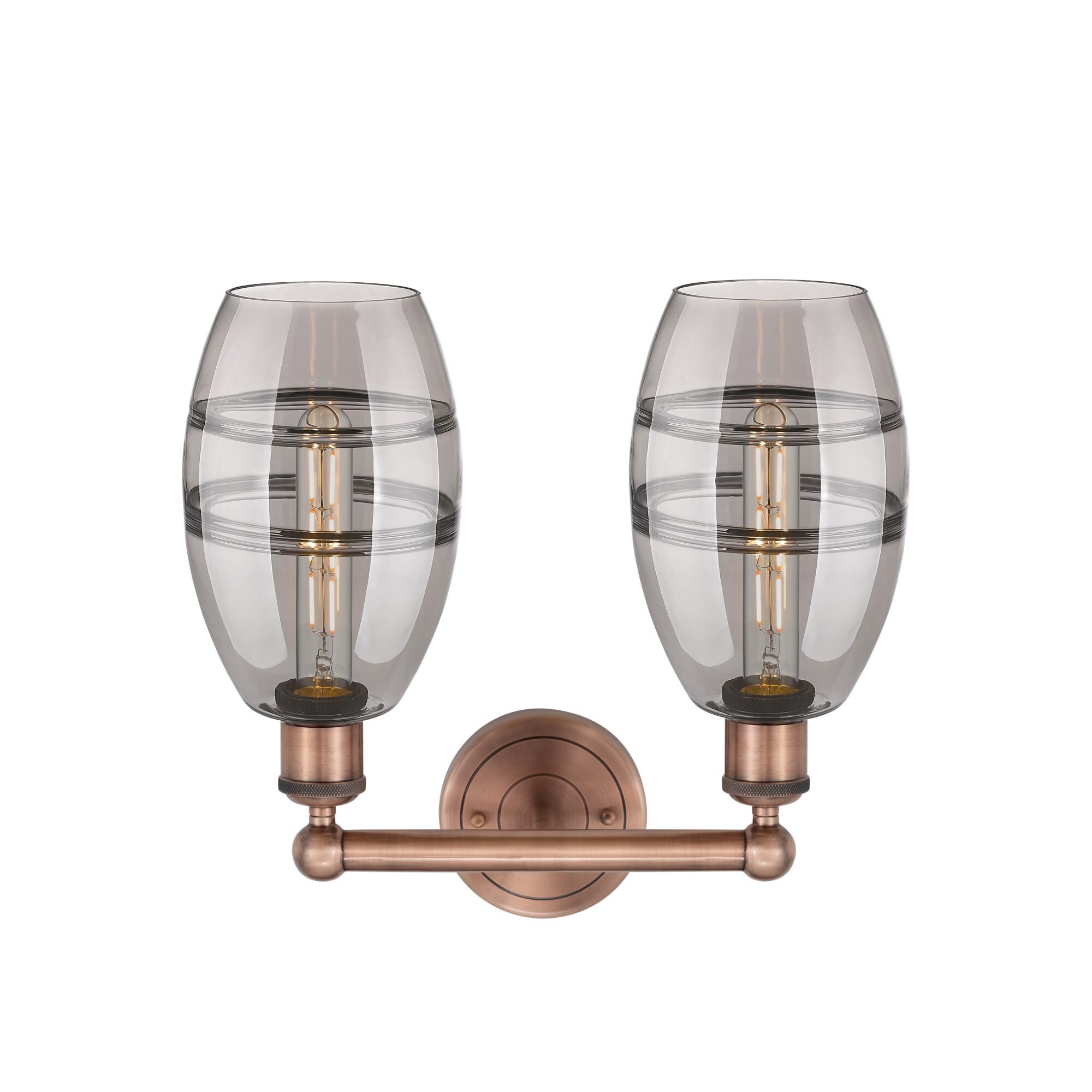 Shown in Antique Copper finish and Light Smoke glass