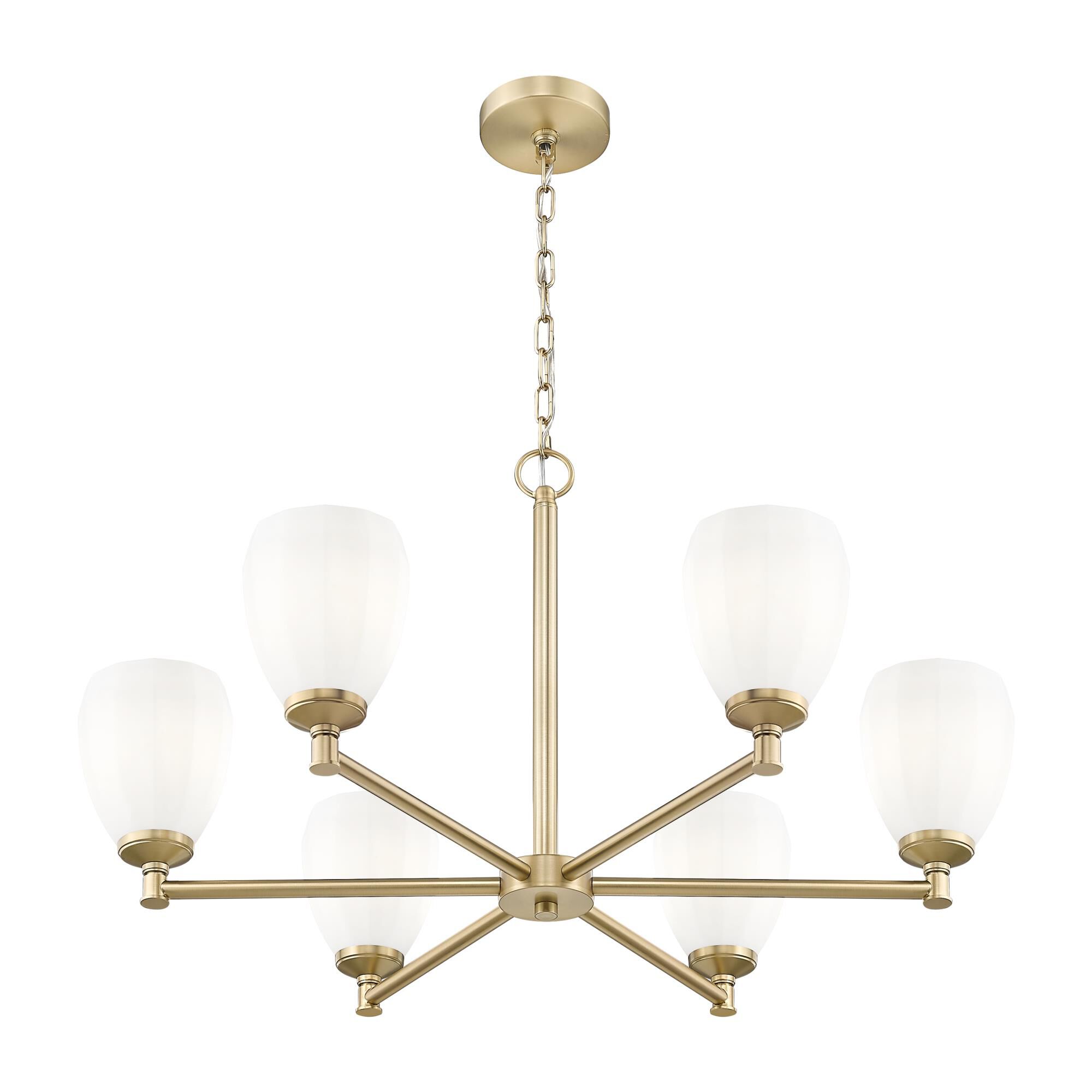 Shown in Modern Gold finish and Matte Opal glass and Matte Opal shade