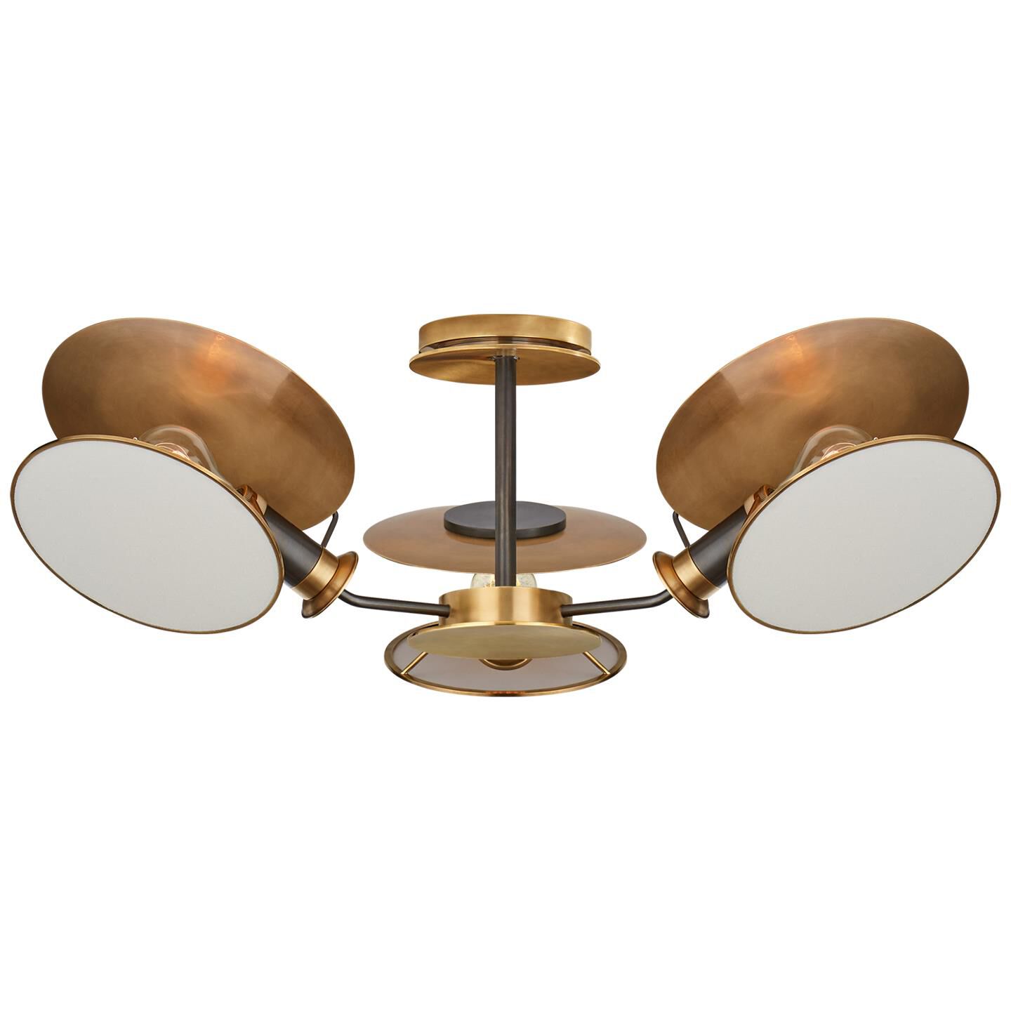 Shown in Bronze With Antique Brass finish and Linen shade
