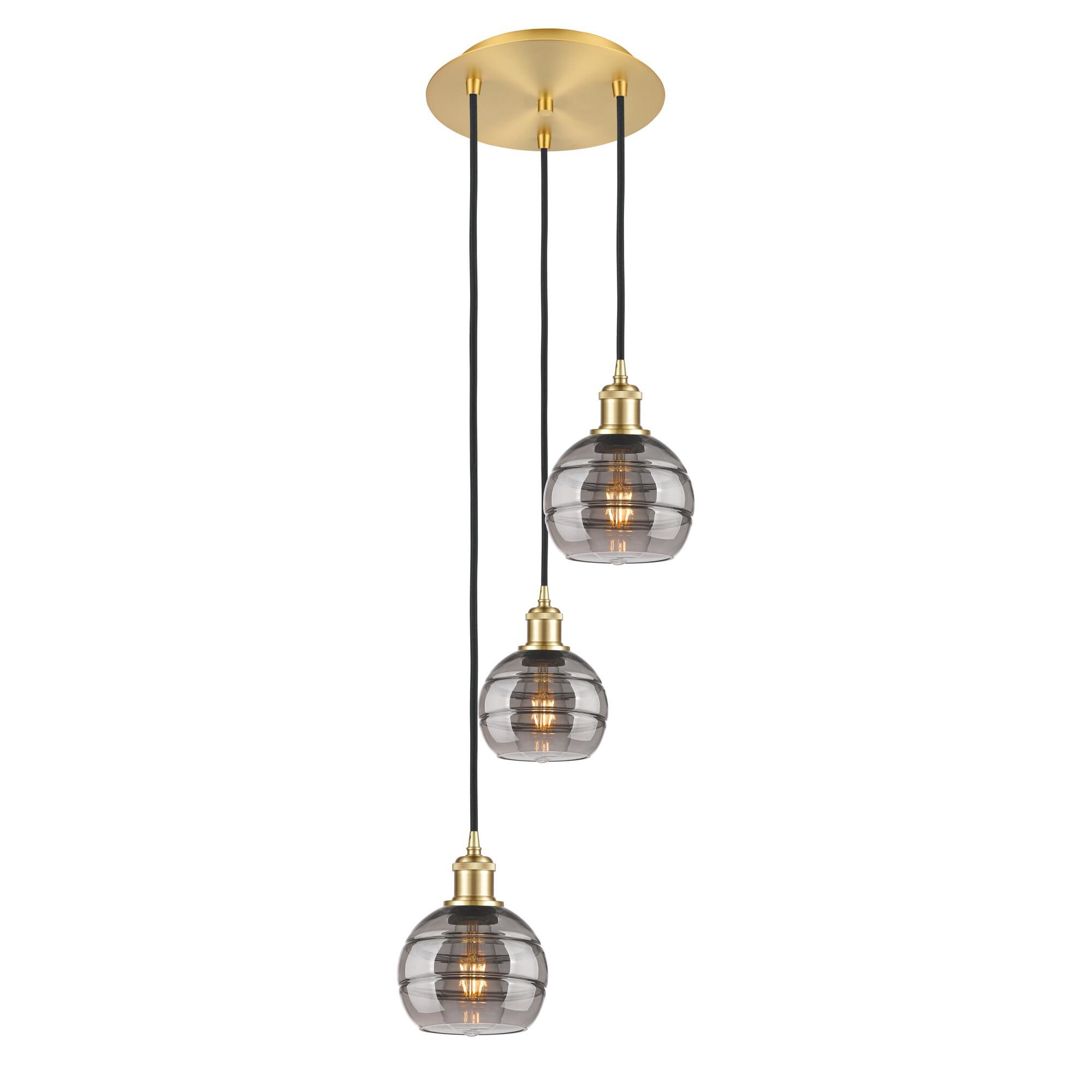 Shown in Satin Gold finish and Light Smoke glass