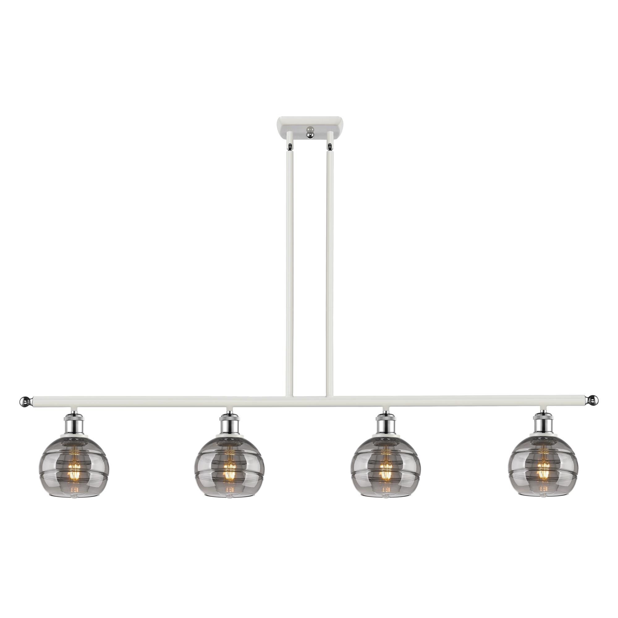 Shown in White Polished Chrome finish and Light Smoke glass