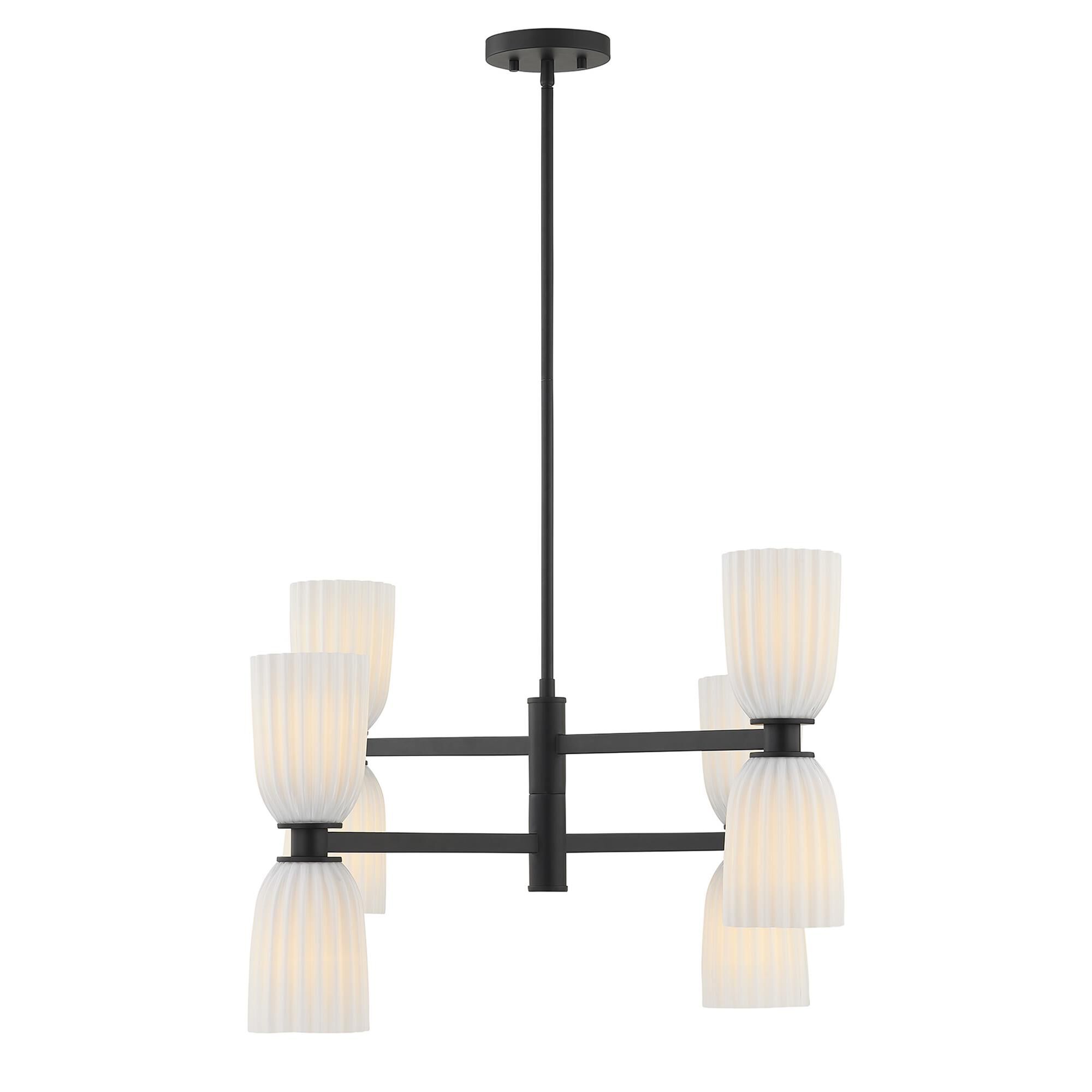Shown in Matte Black finish and White Opal Ribbed glass