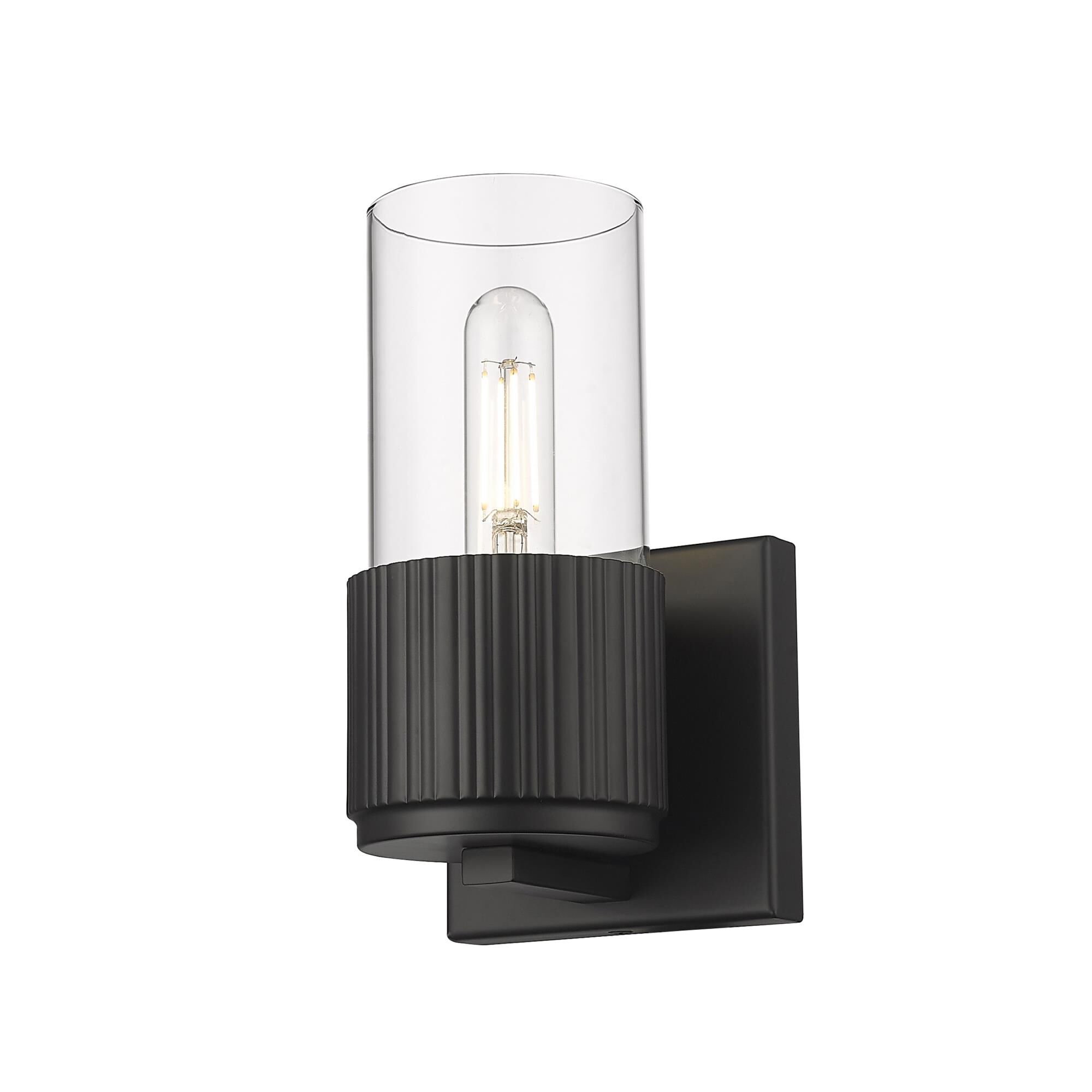 Shown in Matte Black finish and Clear glass